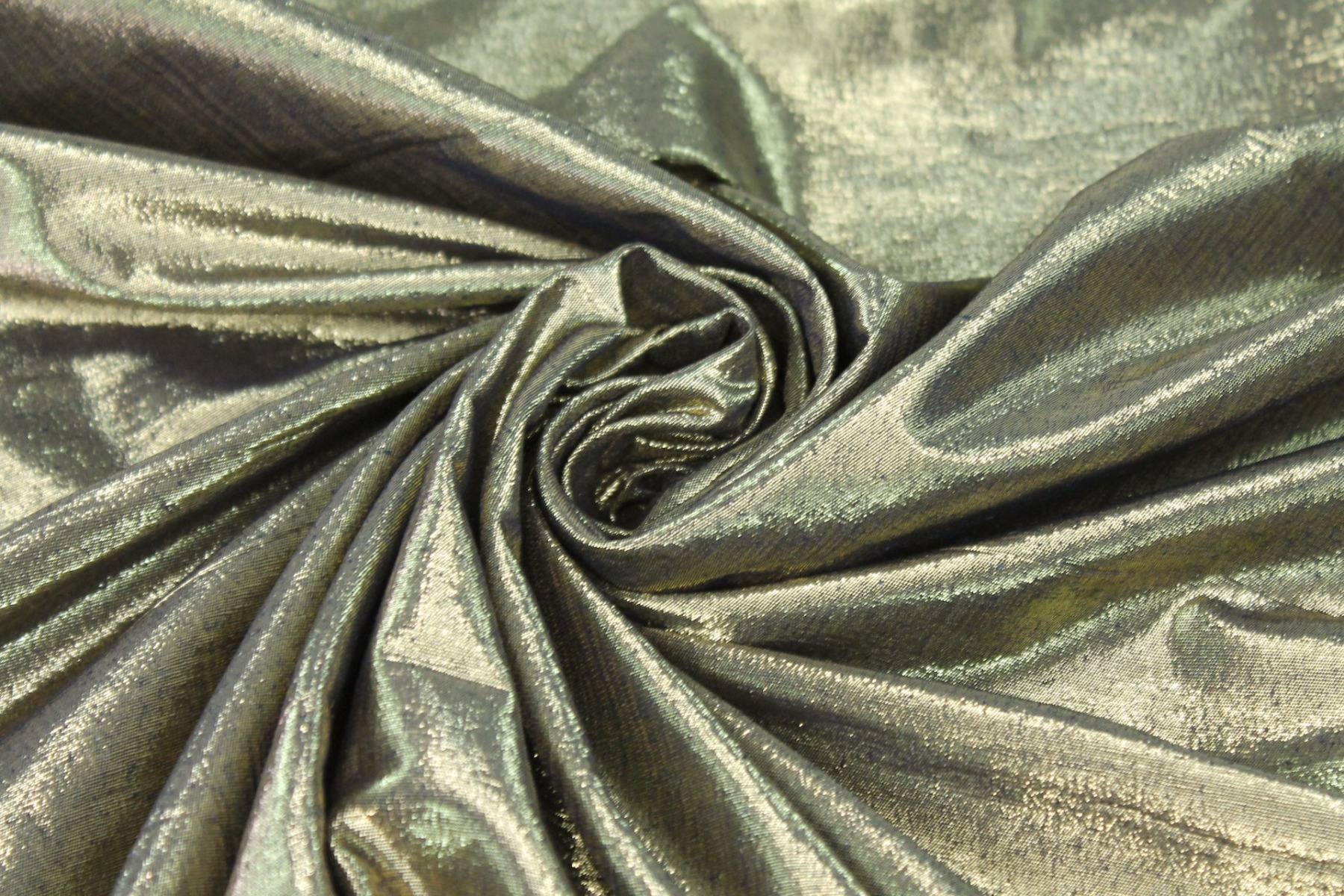 Metallic Silk Noil - Black shot Gold fabric, image 4 of 7