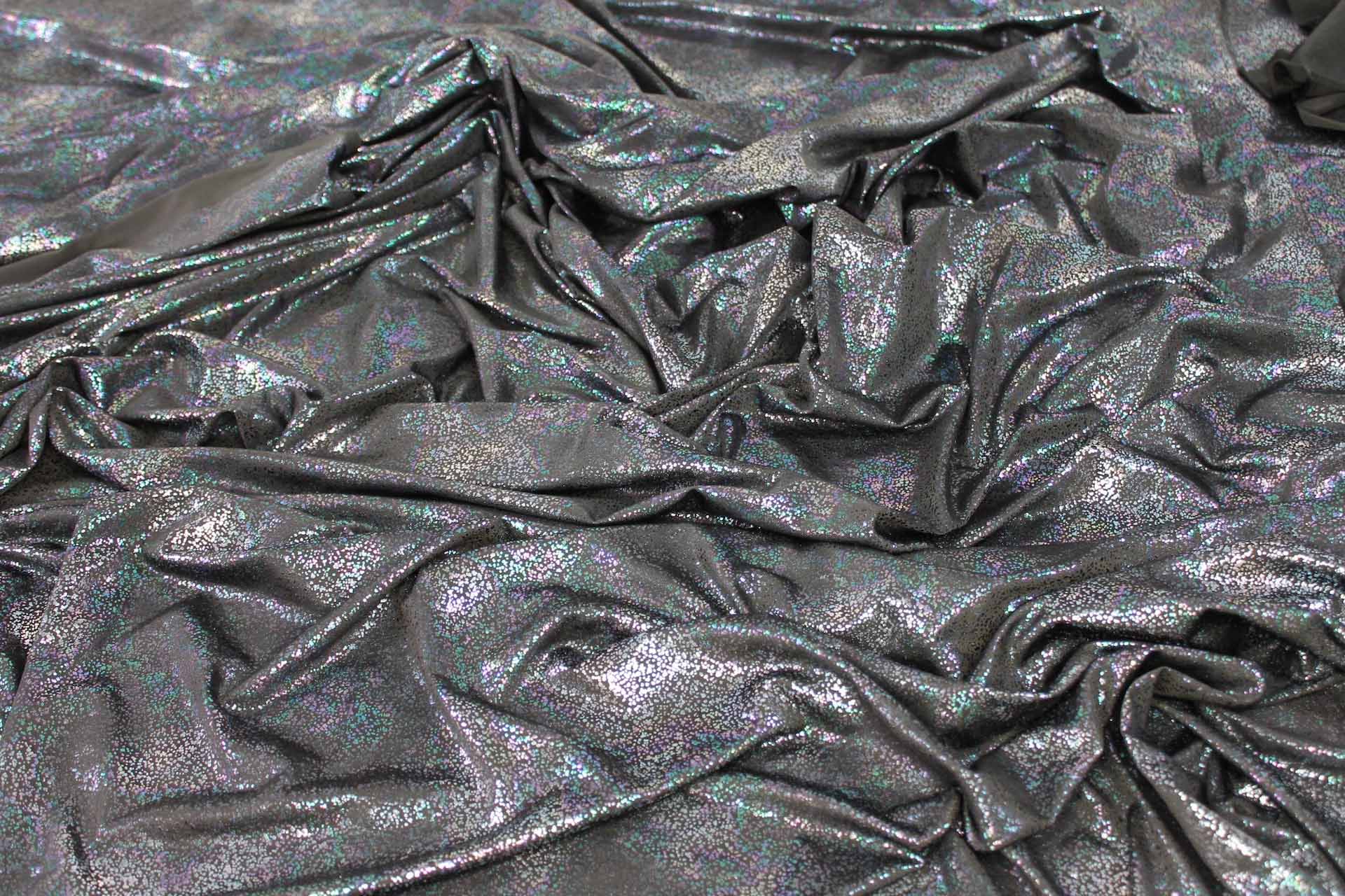 Fine Slinky Jersey - Black with Holo Splatter Foil Print fabric, image 2 of 6