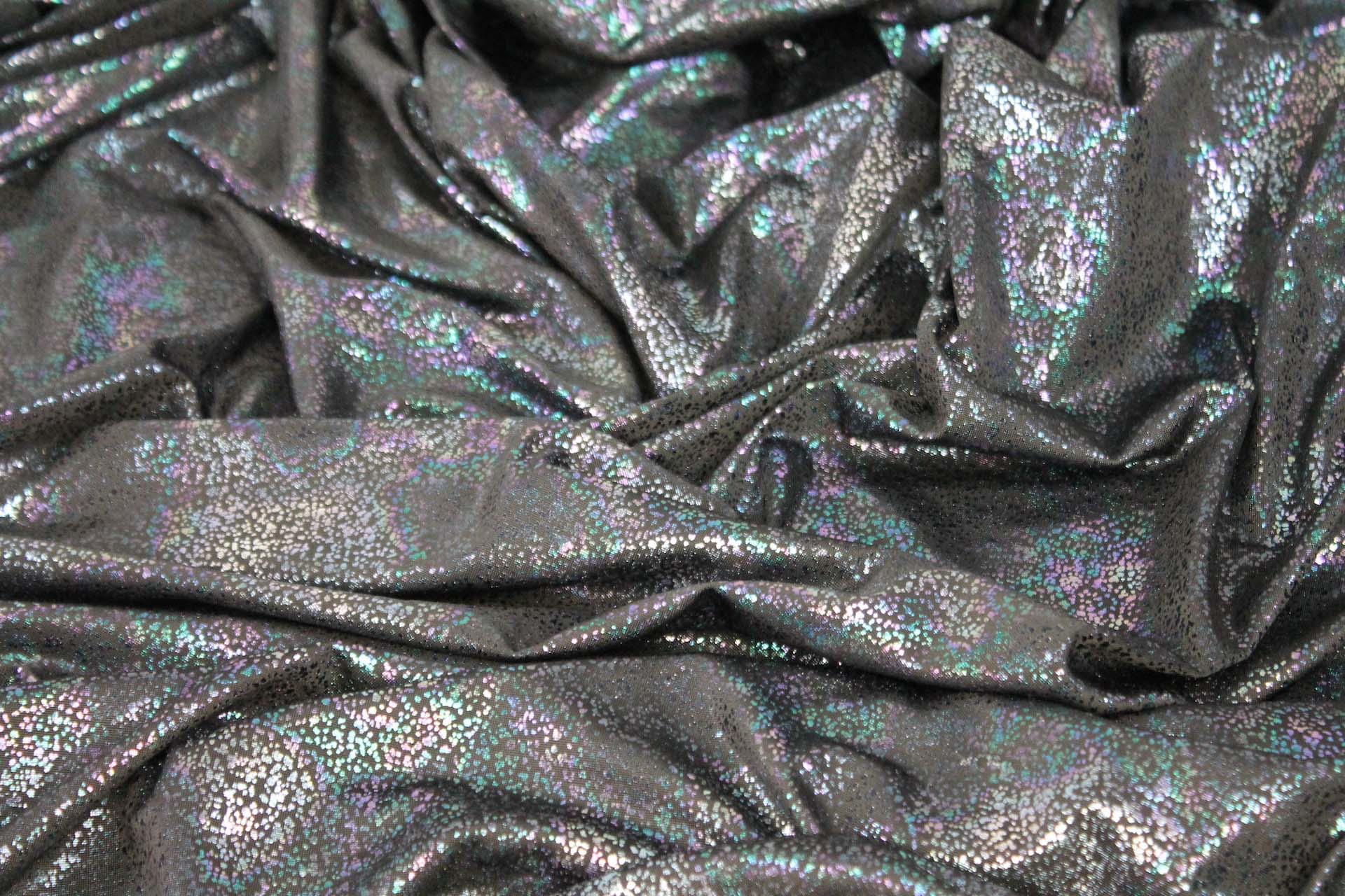 Fine Slinky Jersey - Black with Holo Splatter Foil Print fabric, image 3 of 6