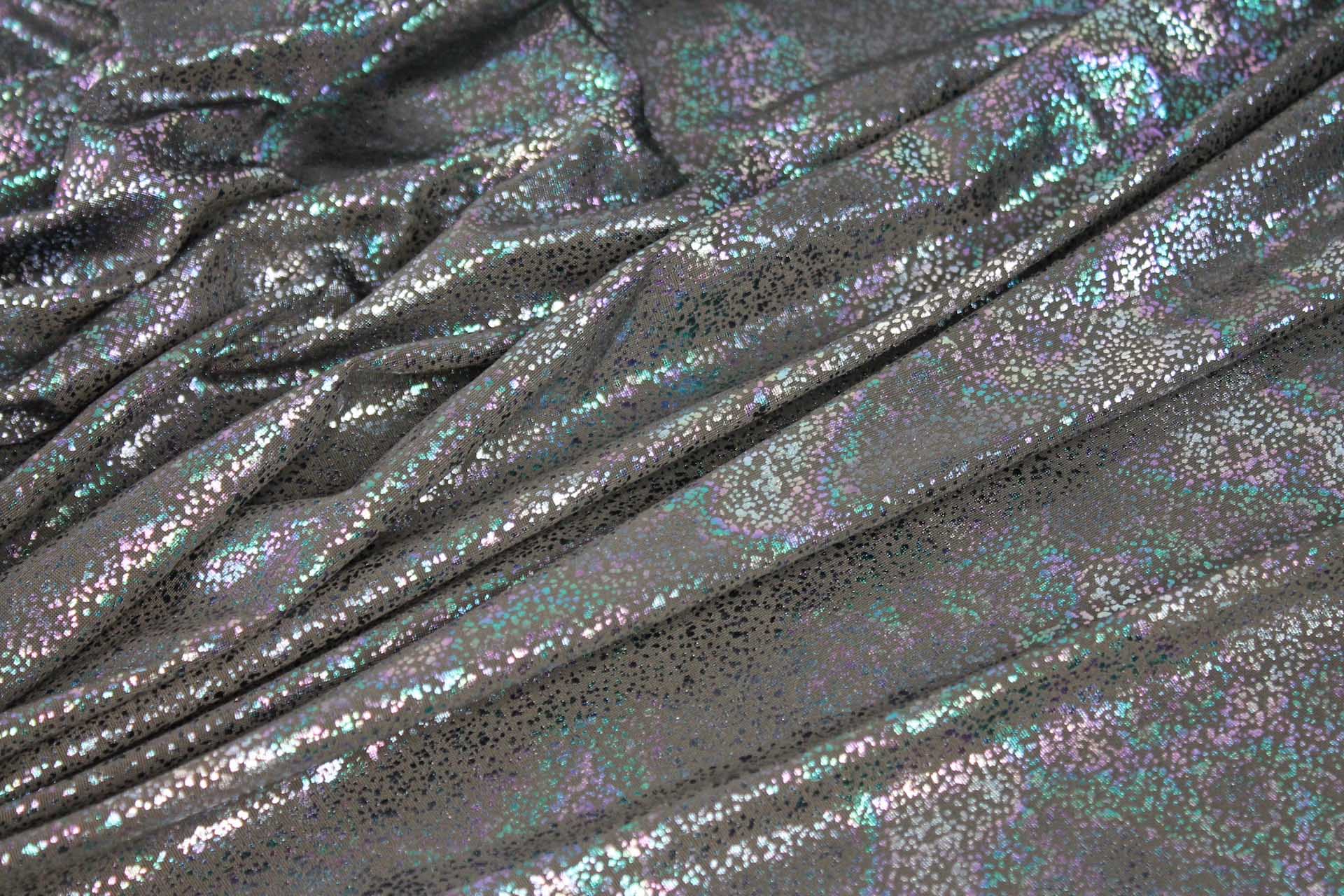 Fine Slinky Jersey - Black with Holo Splatter Foil Print fabric, image 4 of 6
