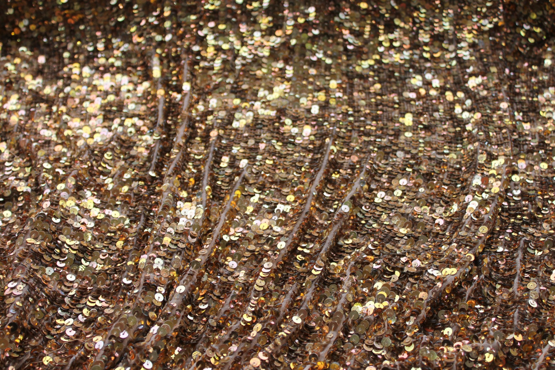 Warm Gold Mixed Sequin On Silk Georgette fabric, image 2 of 6