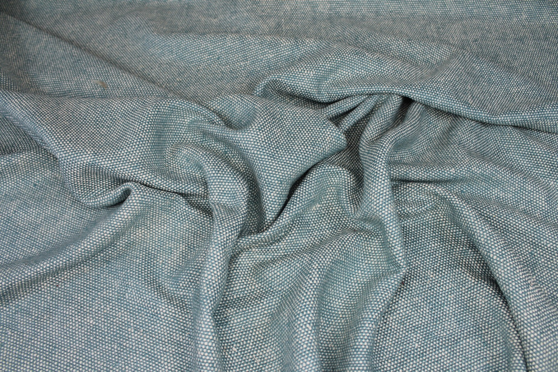 Chunky Basket Weave Silk Matka - Teal/Ivory fabric, image 2 of 8