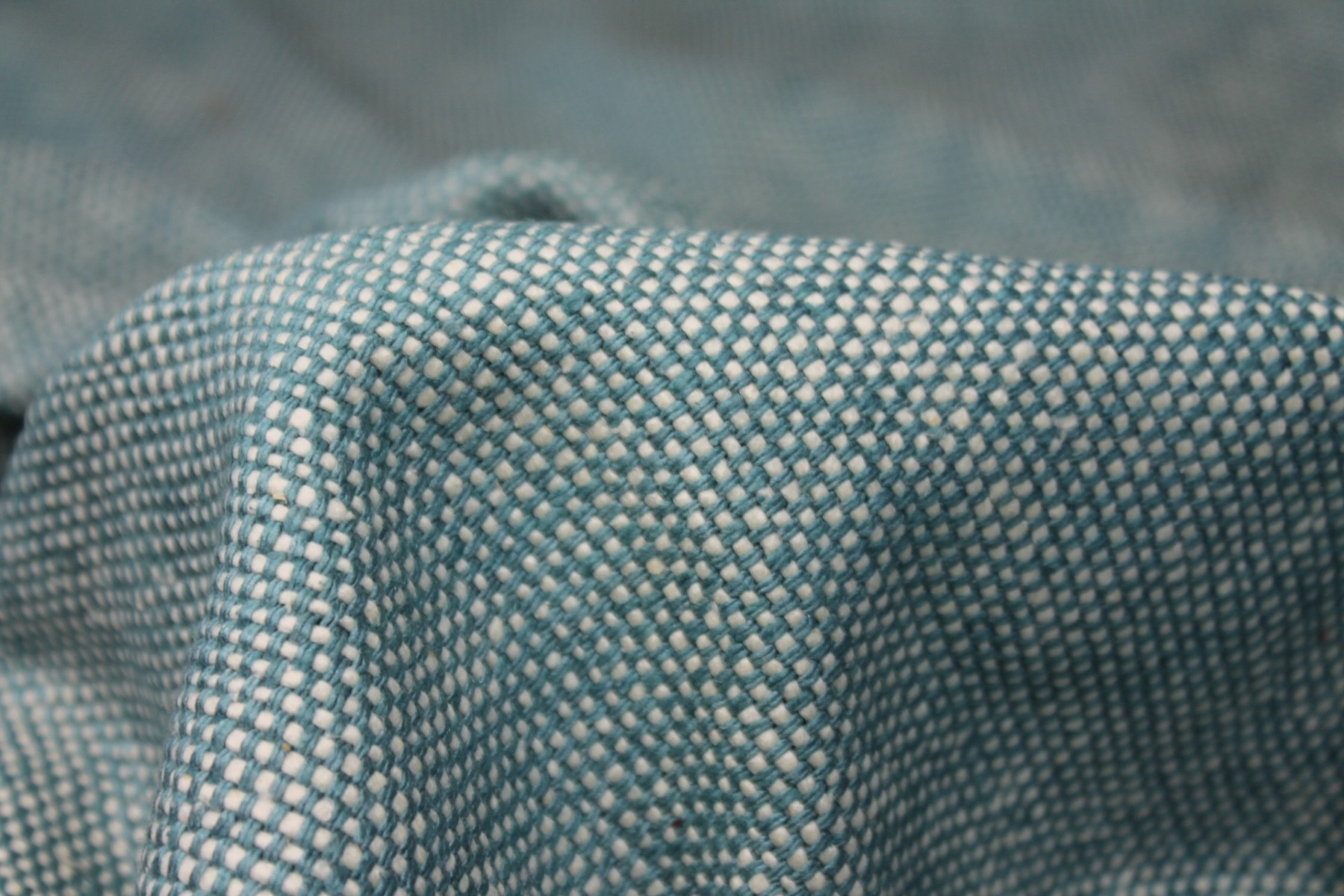 Chunky Basket Weave Silk Matka - Teal/Ivory fabric, image 4 of 8