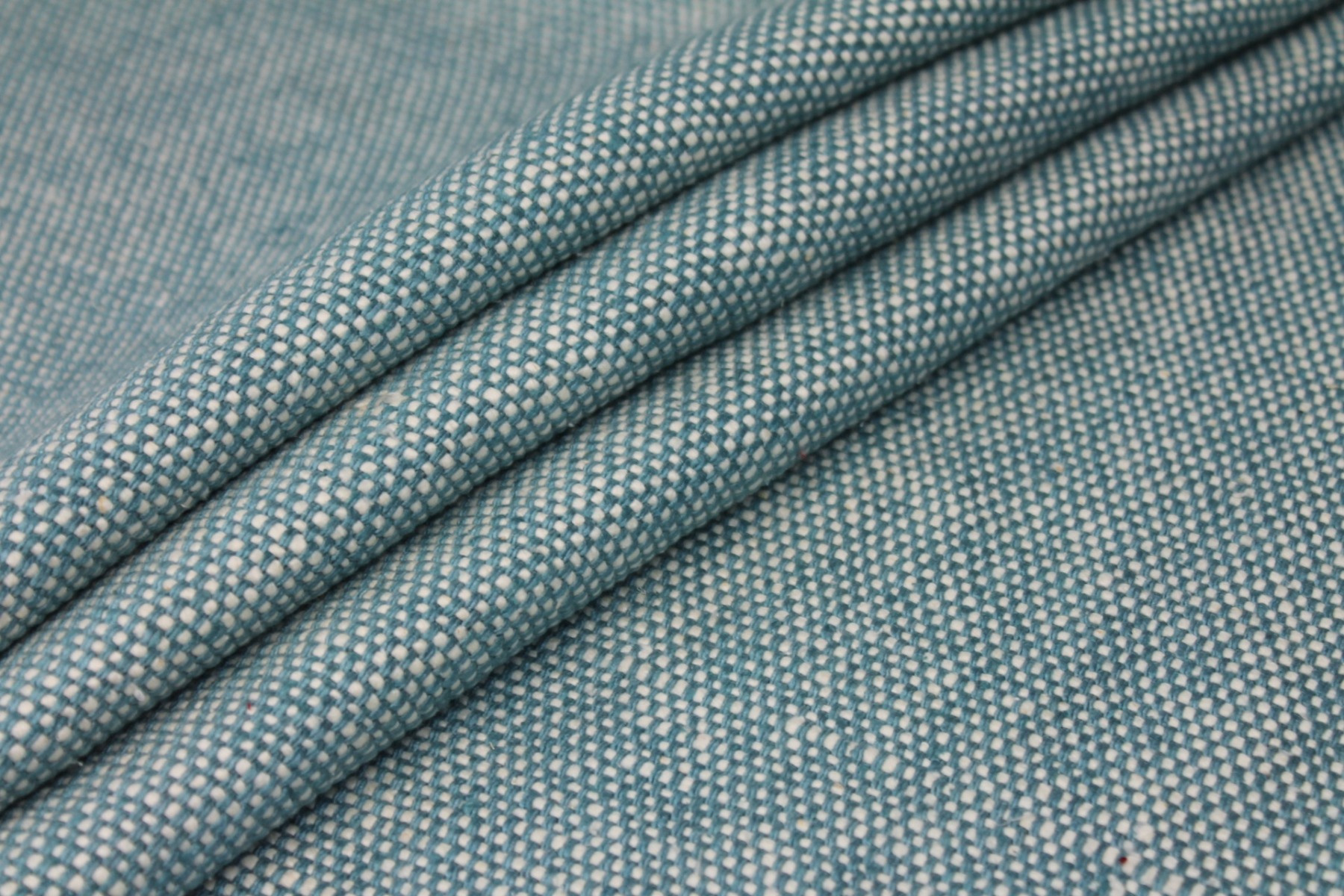 Chunky Basket Weave Silk Matka - Teal/Ivory fabric