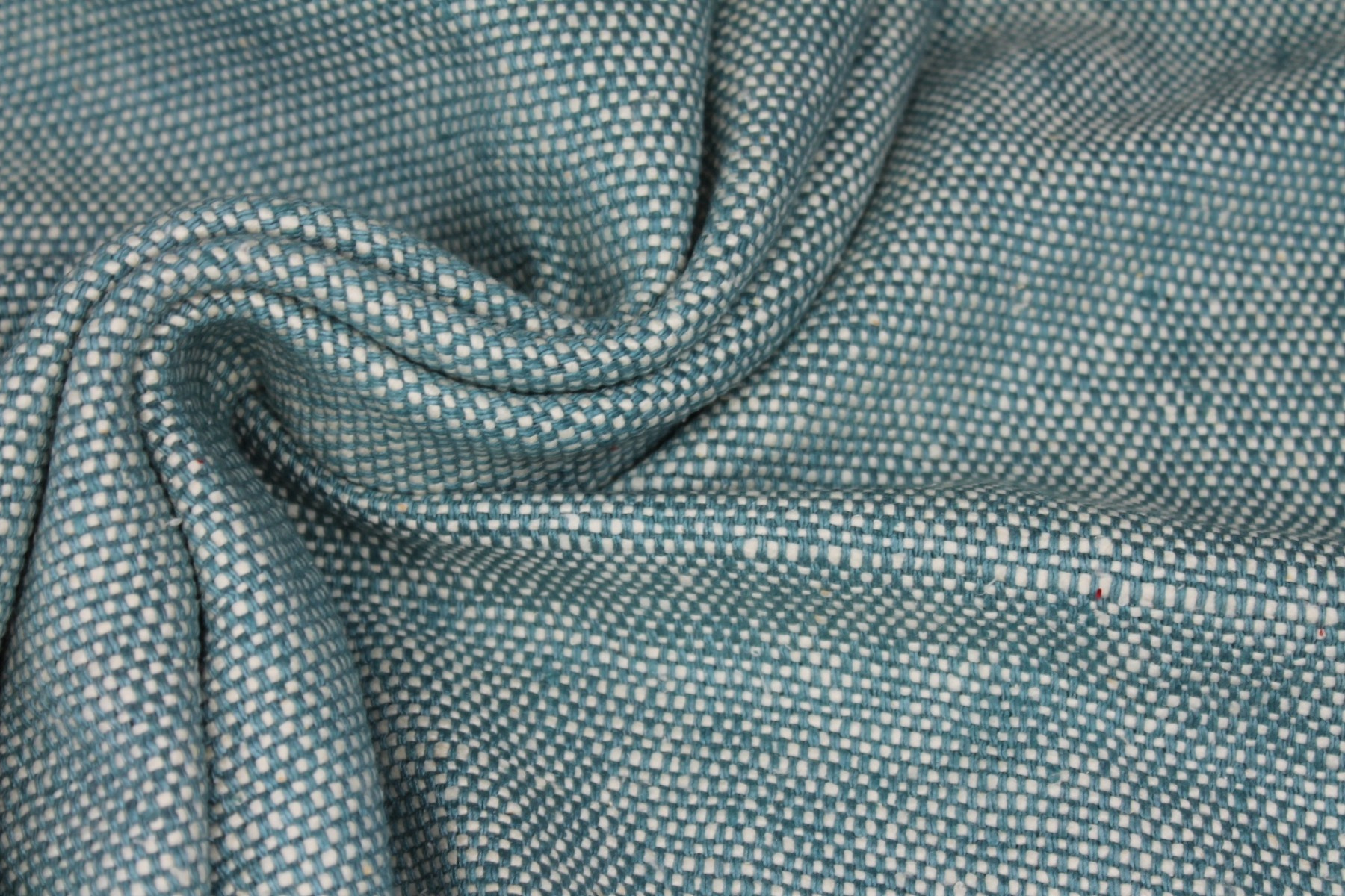 Chunky Basket Weave Silk Matka - Teal/Ivory fabric, image 6 of 8
