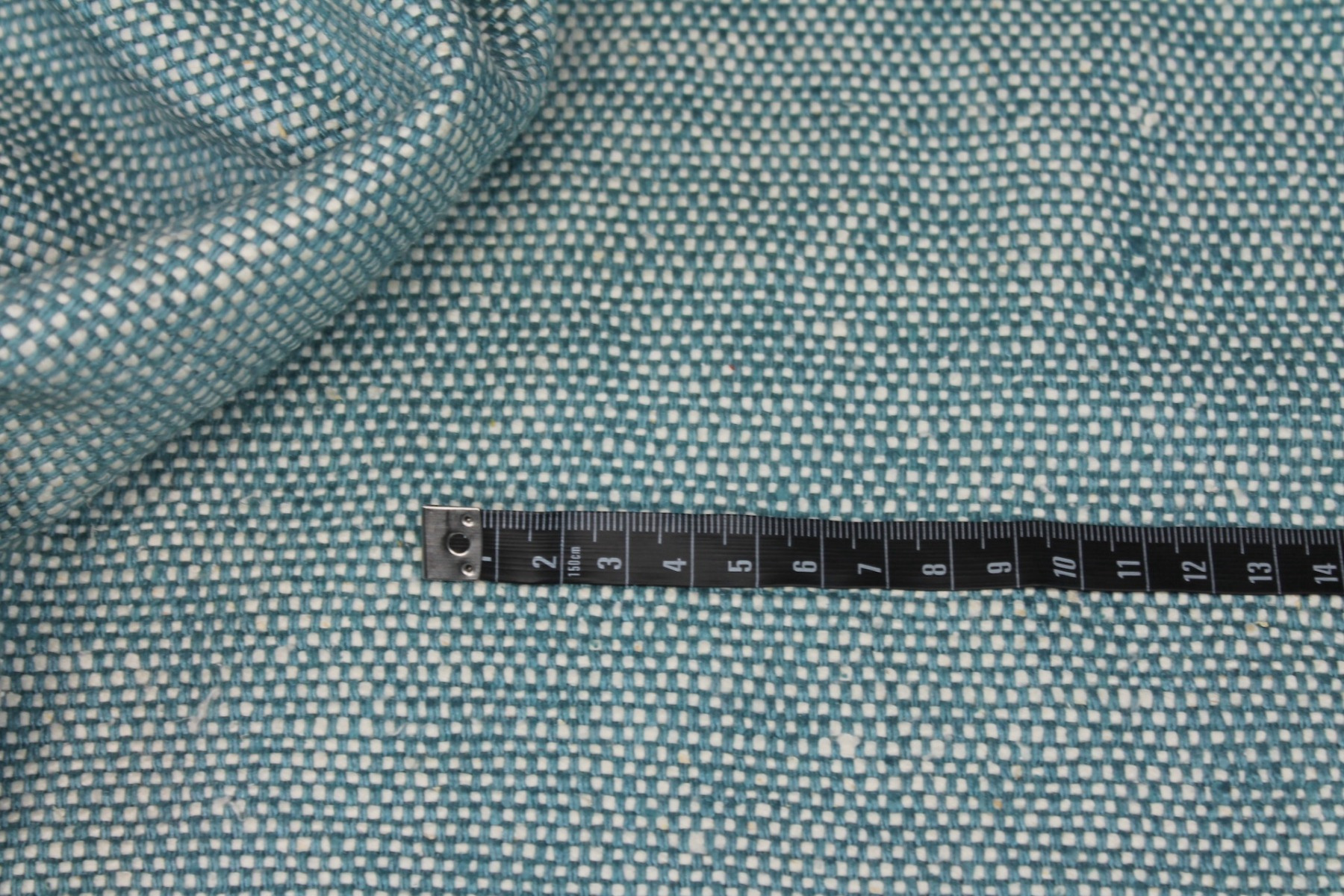 Chunky Basket Weave Silk Matka - Teal/Ivory fabric, image 8 of 8