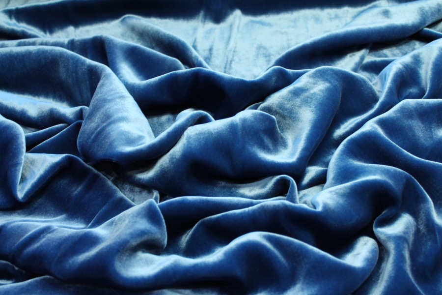 Silk Velvet - Lapis fabric, image 5 of 5