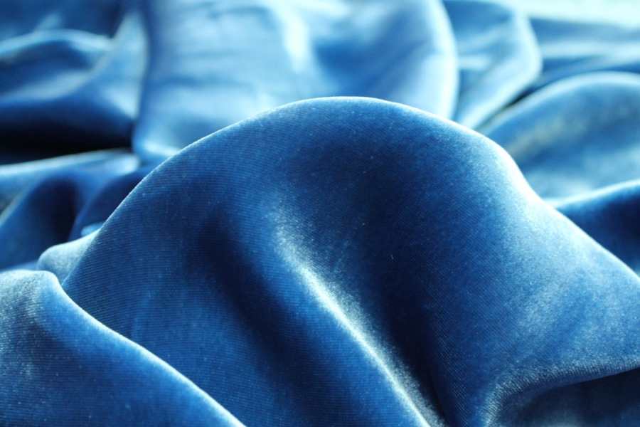 Silk Velvet - Lapis fabric, image 2 of 5
