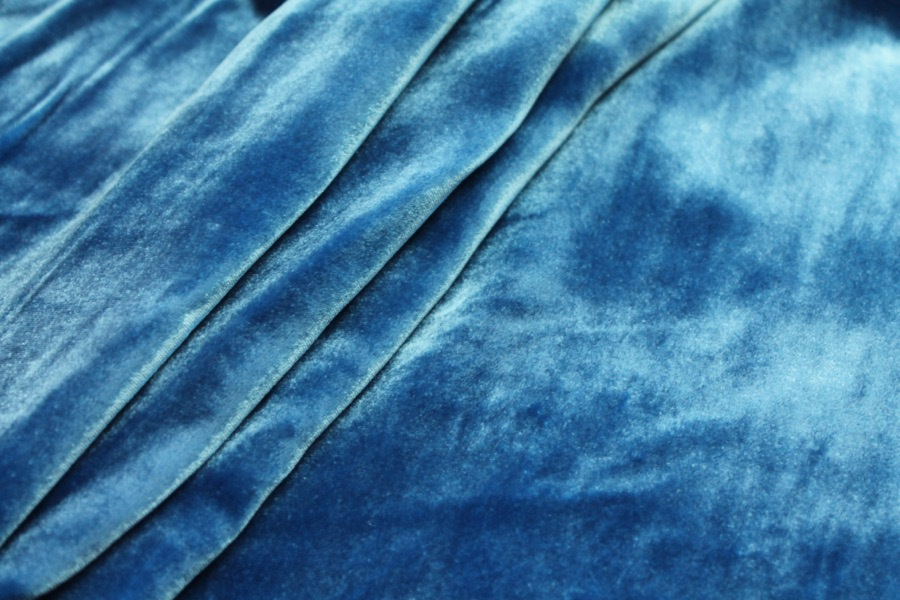 Silk Velvet - Lapis fabric, image 3 of 5
