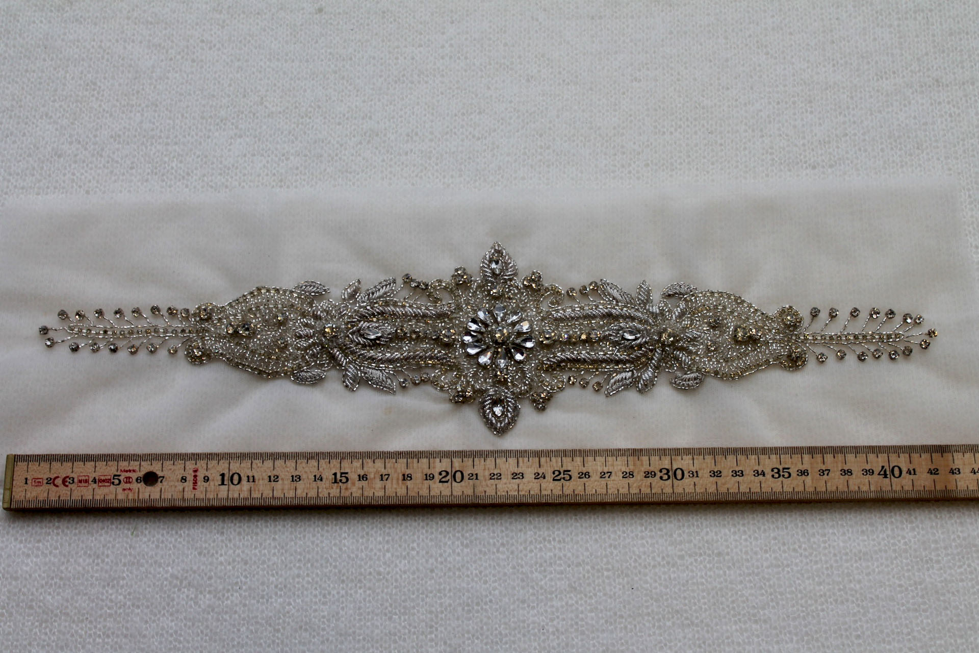Beaded Diamante Belt Trim or Motif in Silver, image 2 of 5