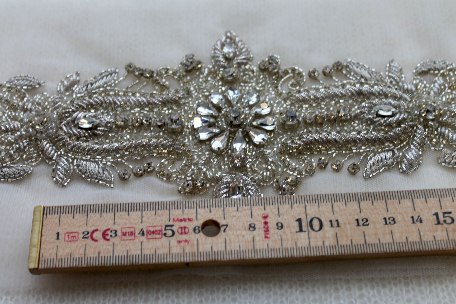 Beaded Diamante Belt Trim or Motif in Silver, image 3 of 5