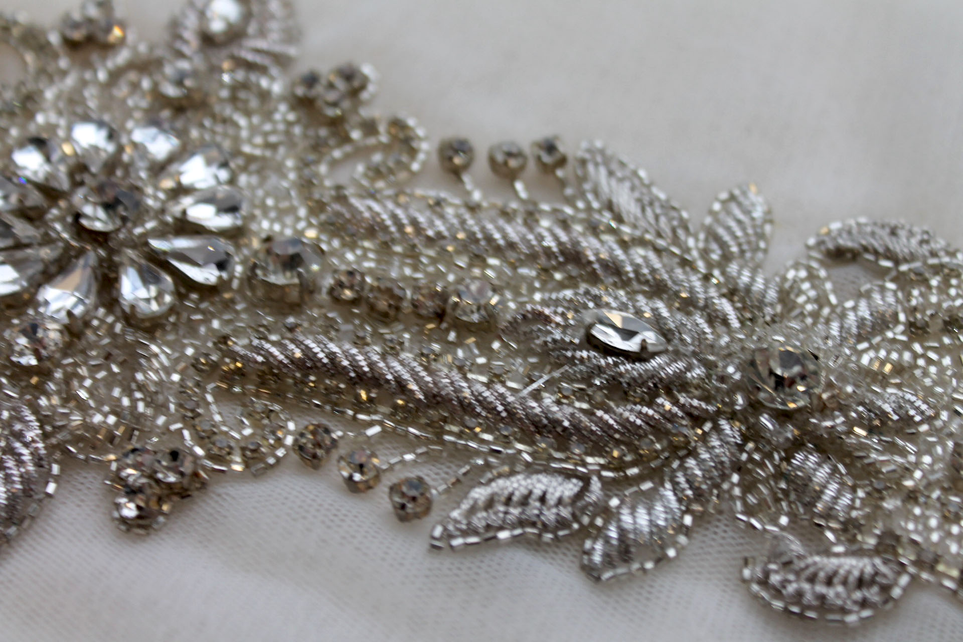 Beaded Diamante Belt Trim or Motif in Silver, image 5 of 5