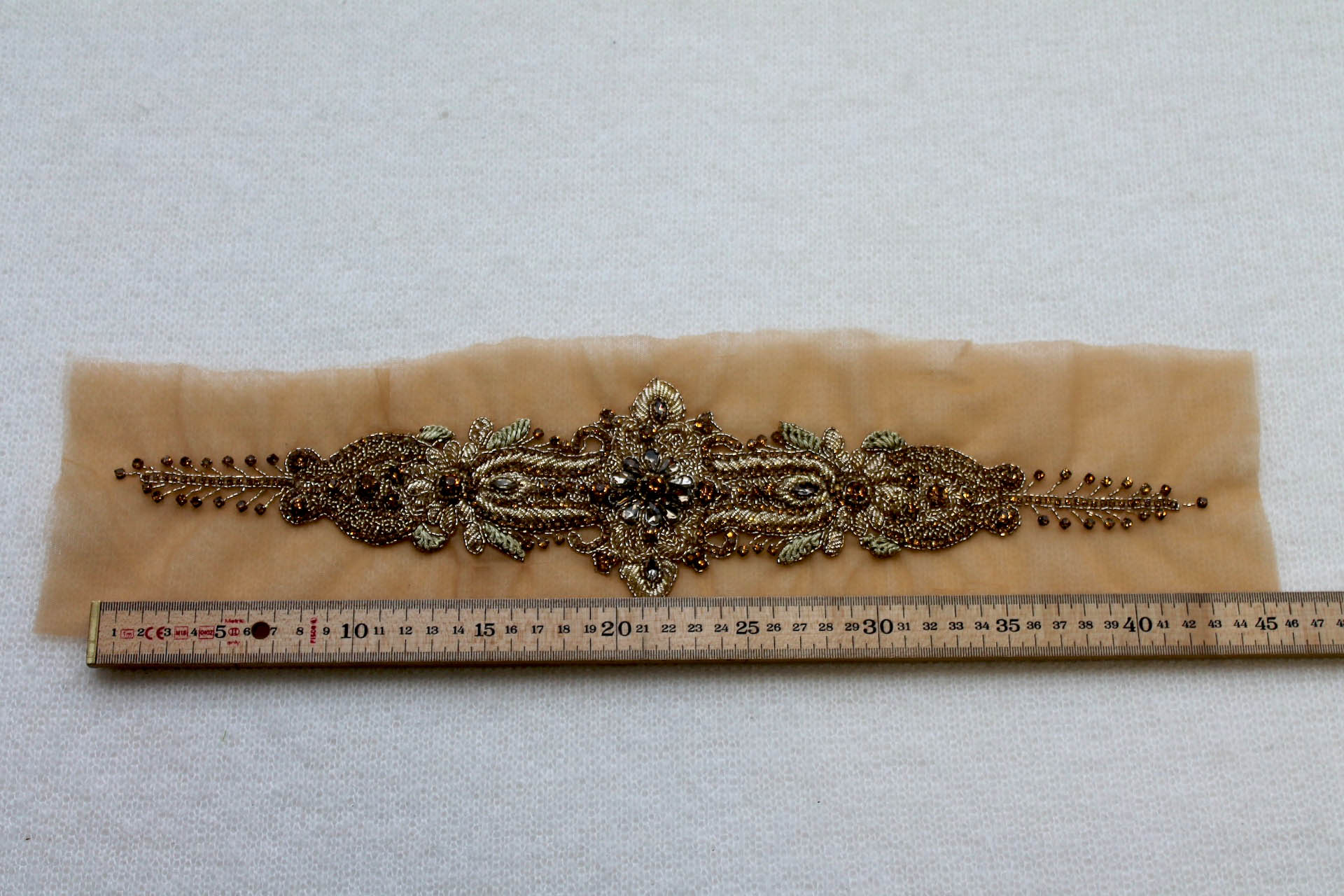Beaded Diamante Belt Trim or Motif in Gold, image 3 of 6