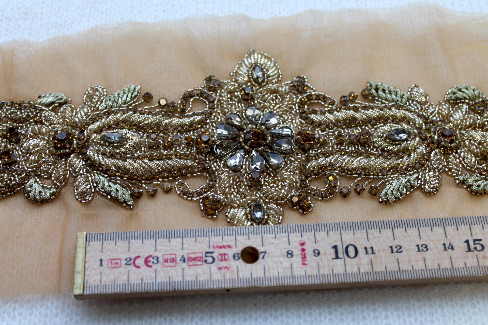 Beaded Diamante Belt Trim or Motif in Gold, image 4 of 6