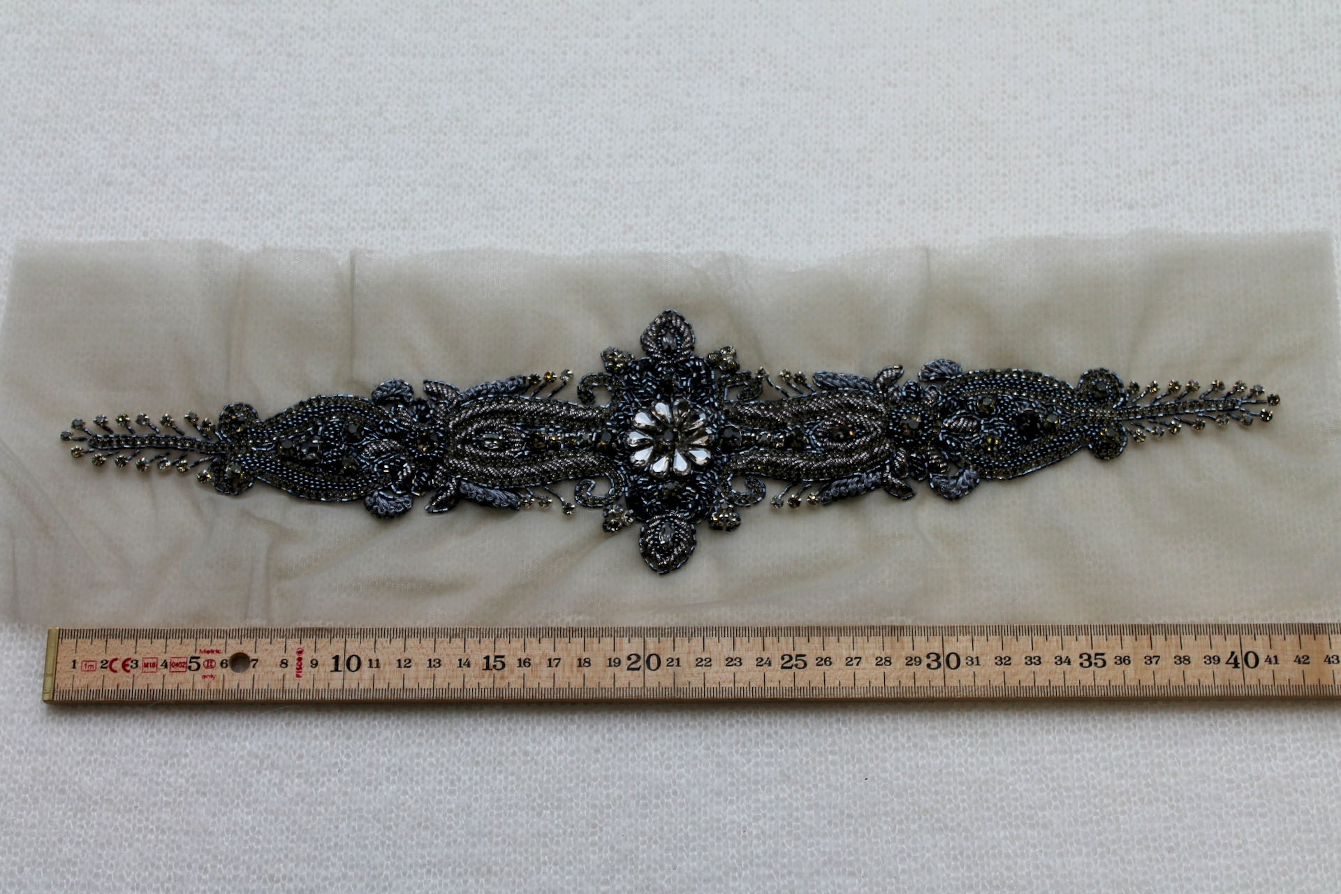 Beaded Diamante Belt Trim or Motif in Anthracite, image 5 of 7