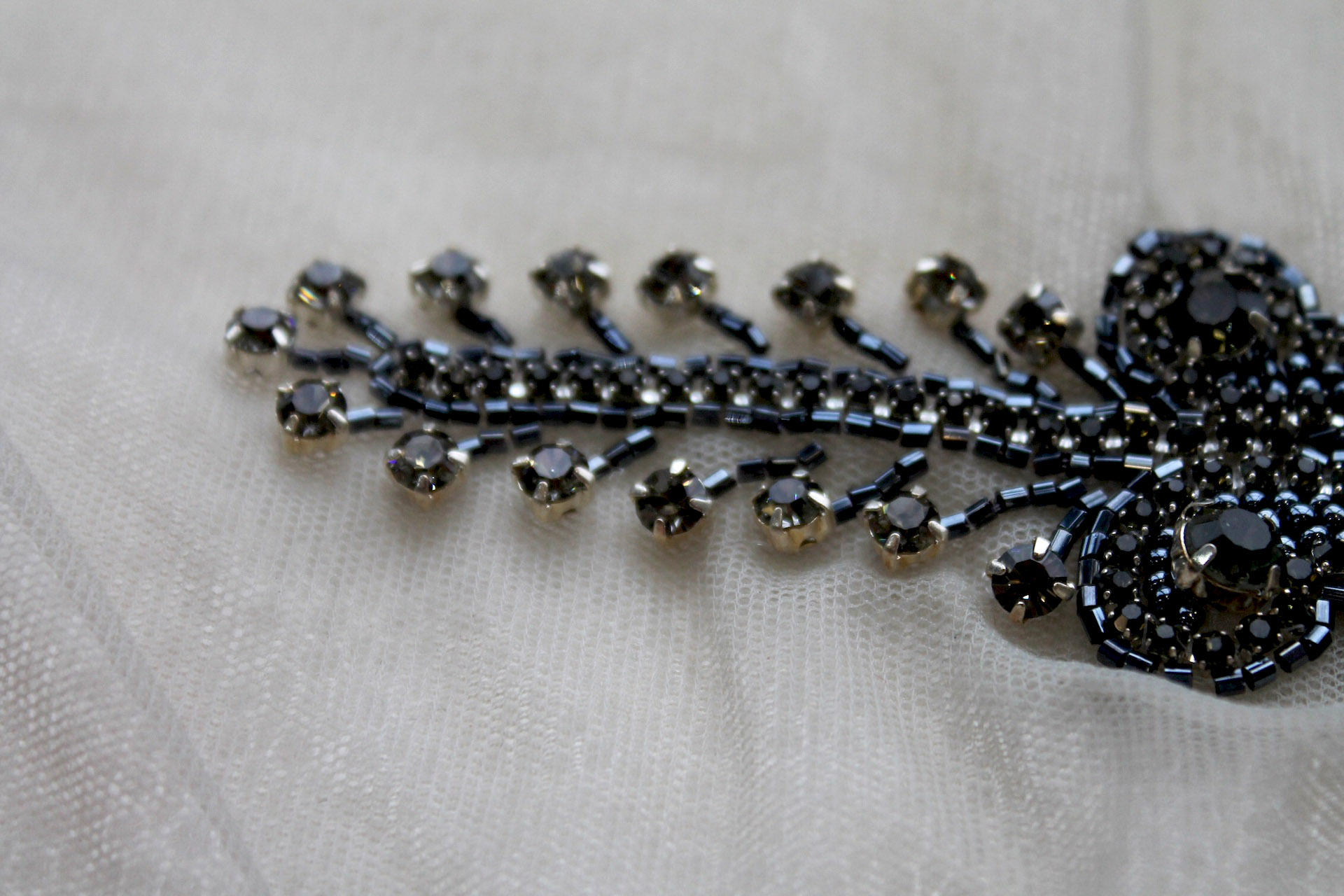 Beaded Diamante Belt Trim or Motif in Anthracite, image 7 of 7