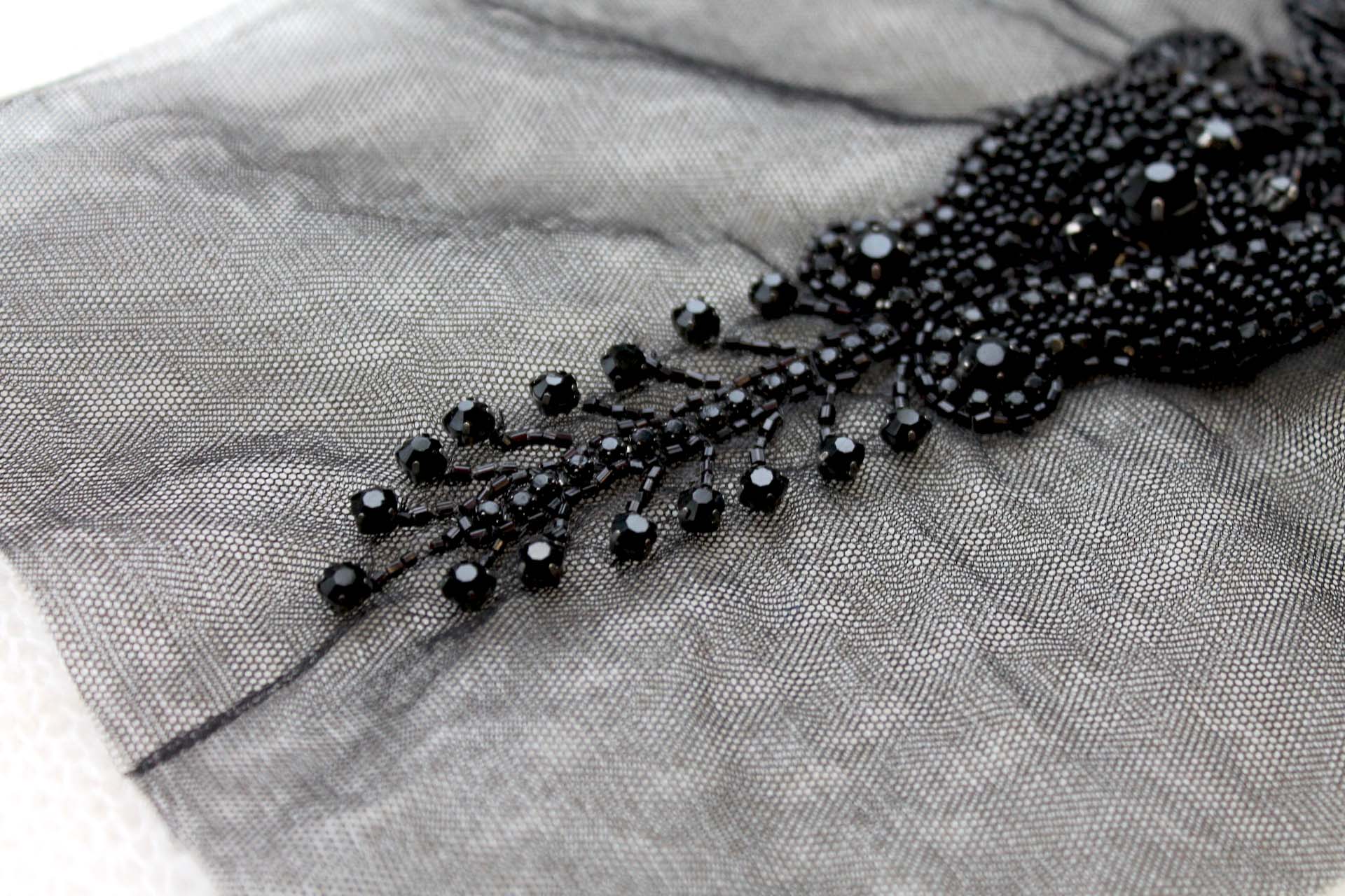 Beaded Diamante Belt Trim or Motif in Black, image 2 of 5