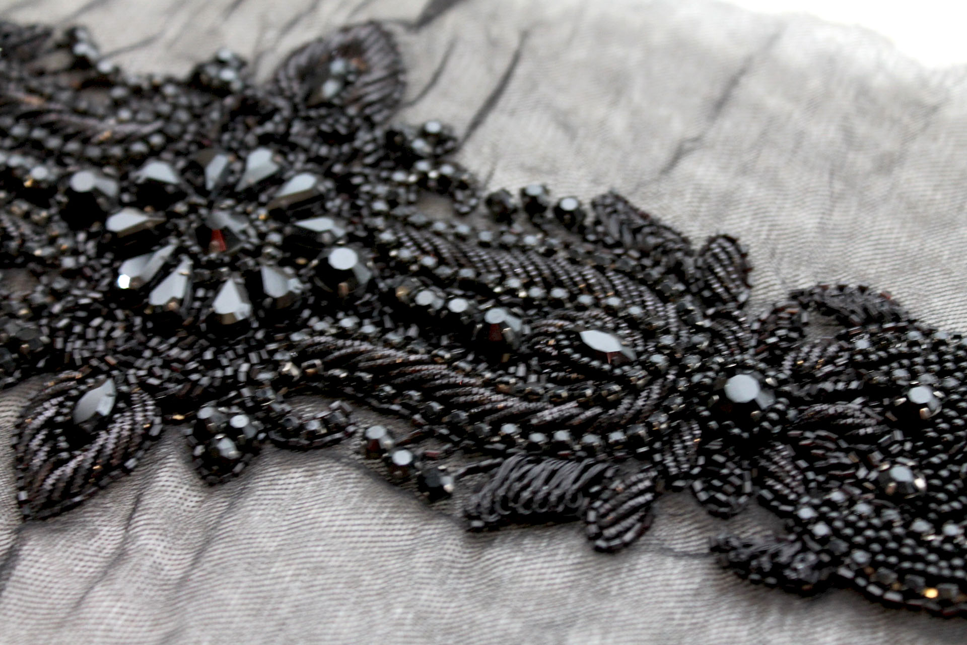 Beaded Diamante Belt Trim or Motif in Black, image 3 of 5