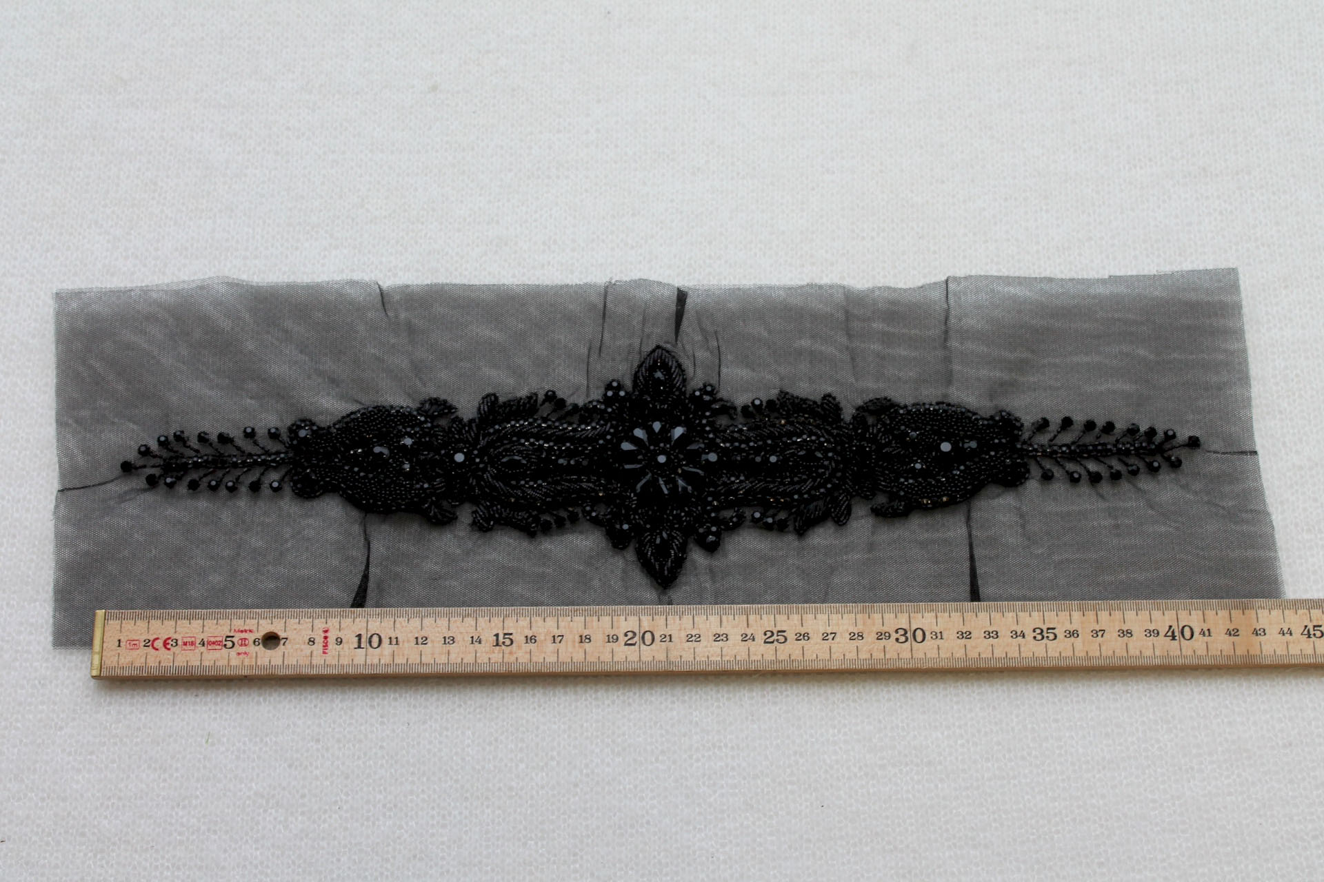Beaded Diamante Belt Trim or Motif in Black, image 4 of 5