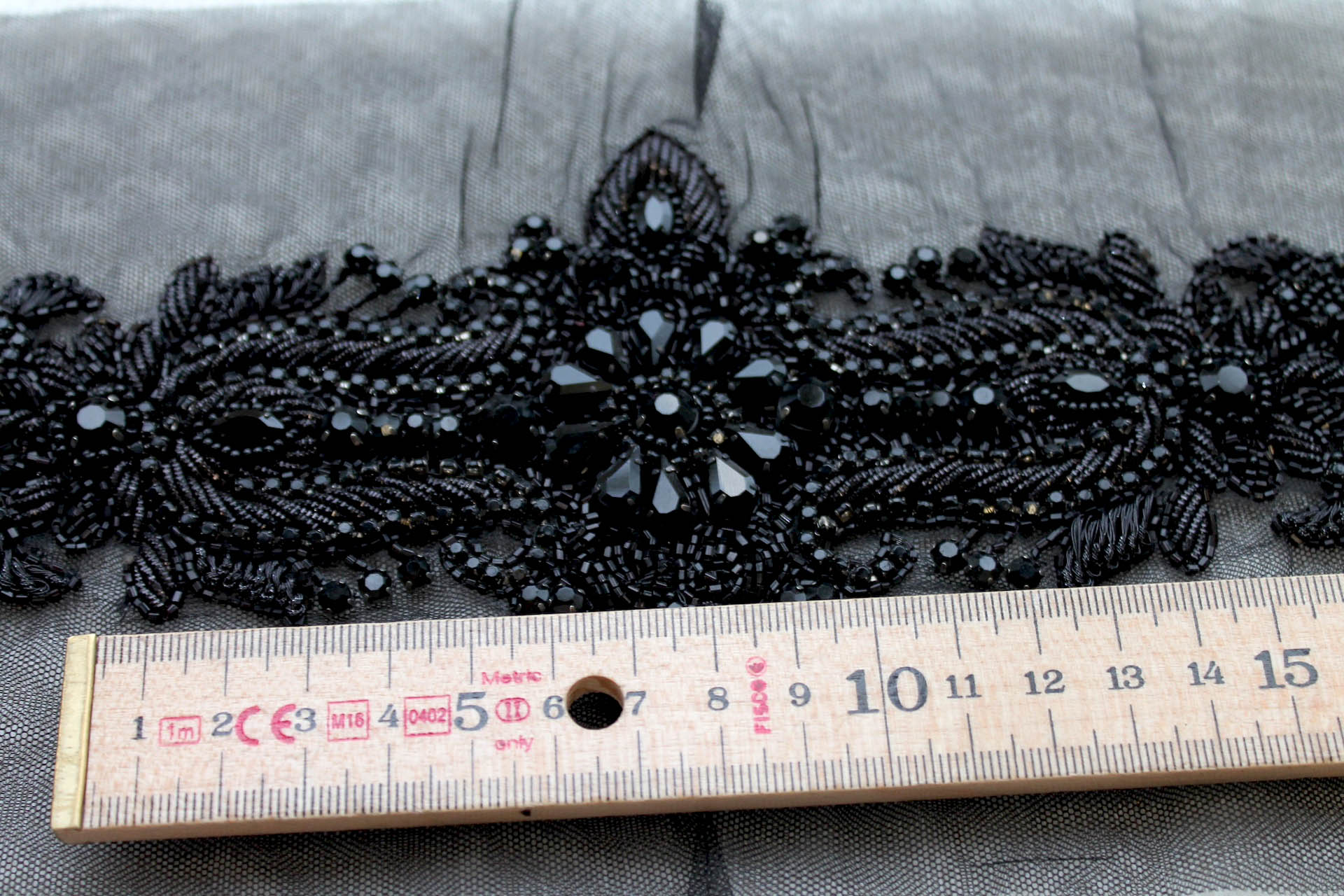 Beaded Diamante Belt Trim or Motif in Black, image 5 of 5
