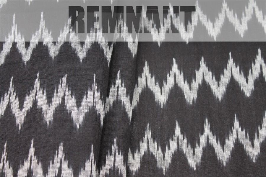 Light Weight Cotton Ikat - Black and White - 0.45-0.5m Piece fabric