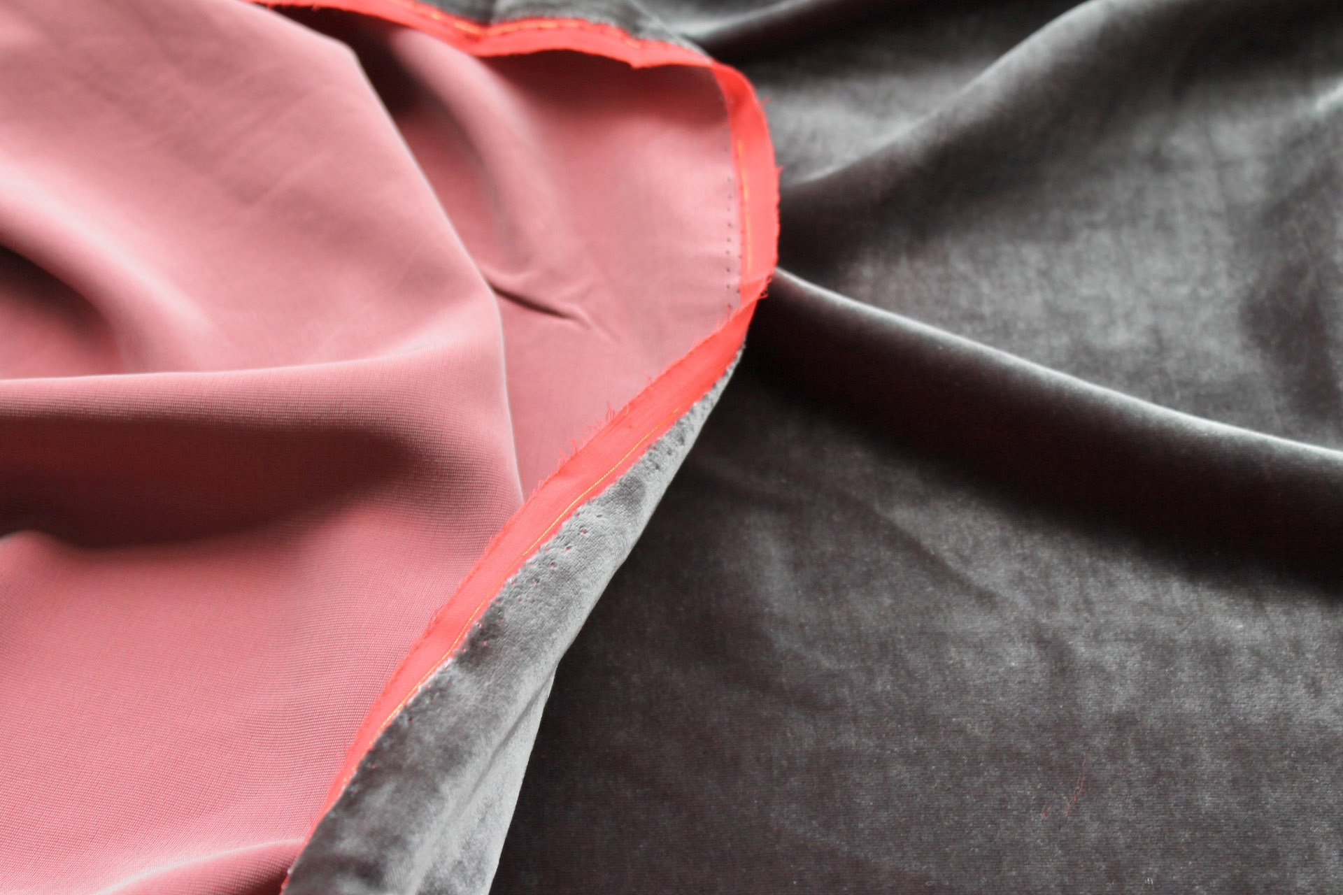 Silk Velvet - Grey shot Coral fabric, image 4 of 5
