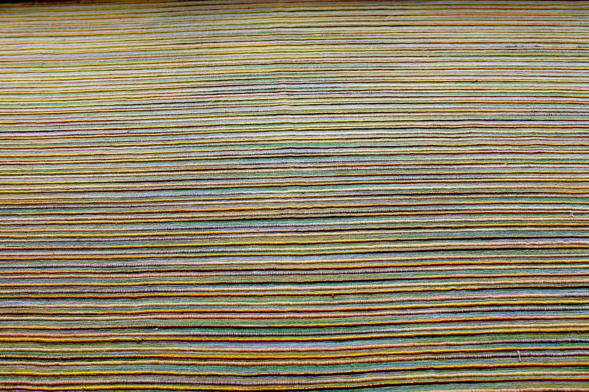 Chunky Stripe Silk Lurex Matka - Orange/Green fabric, image 2 of 5
