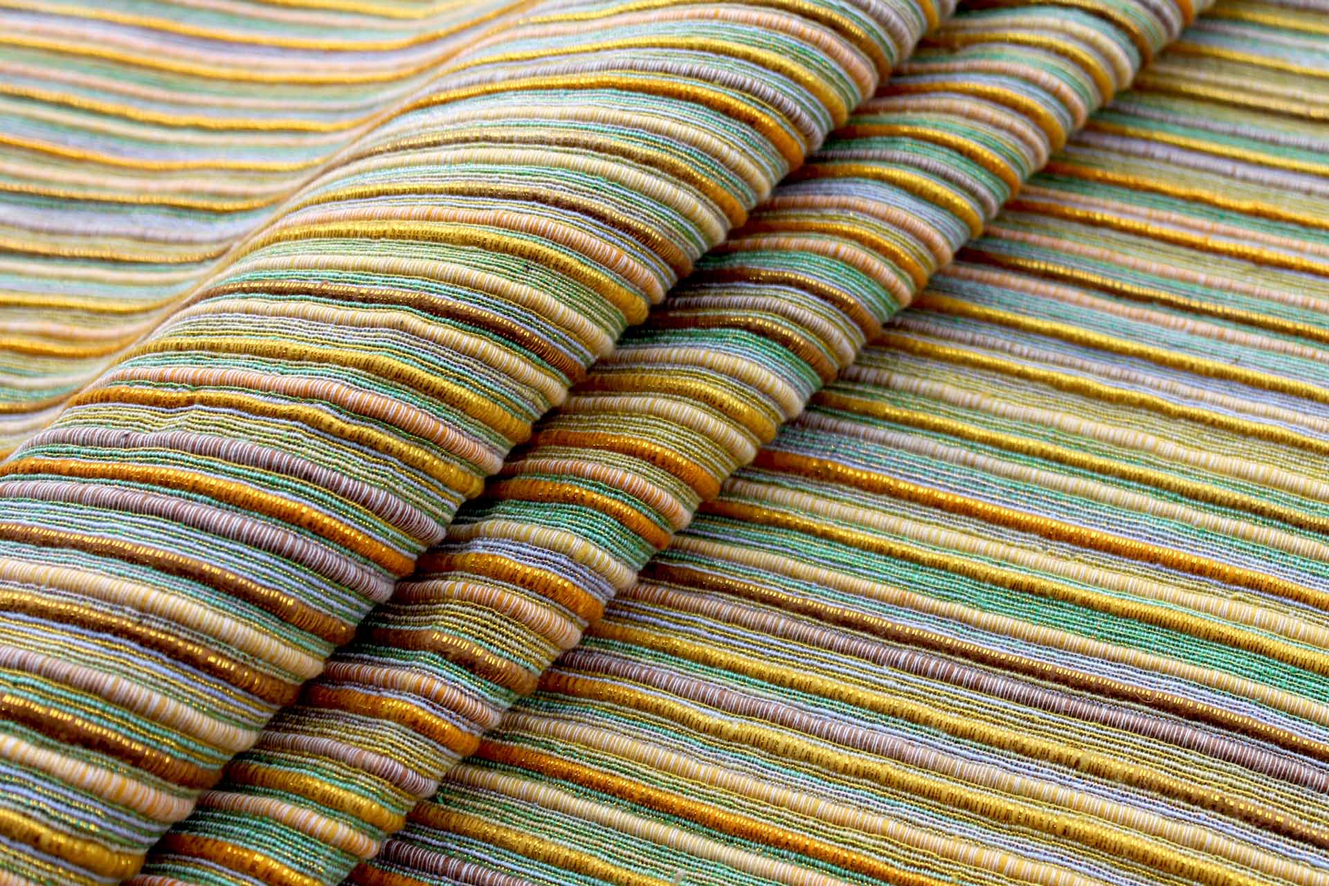 Chunky Stripe Silk Lurex Matka - Orange/Green fabric, image 4 of 5