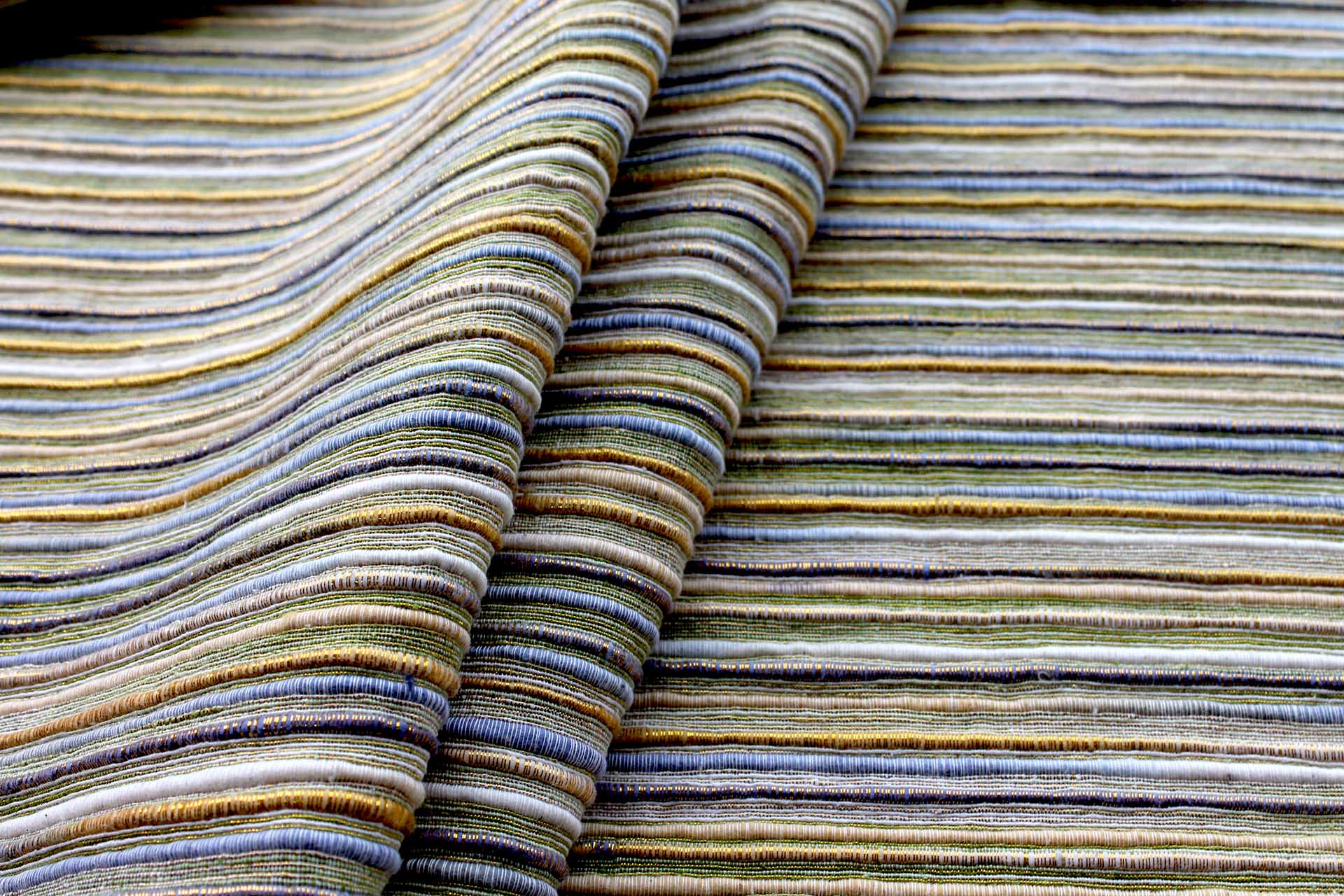 Chunky Stripe Silk Lurex Matka - Yellow/Green fabric, image 4 of 4