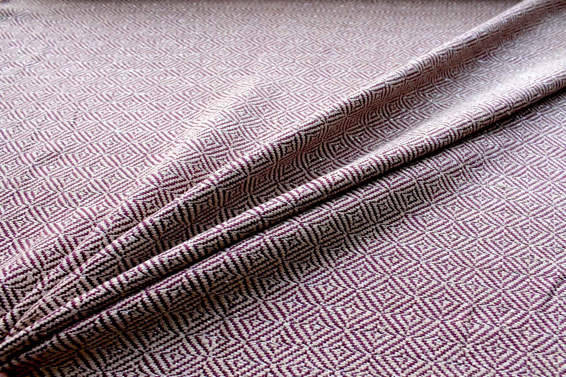 Sparkly Check Silk Lurex Matka - Plum/Natural fabric