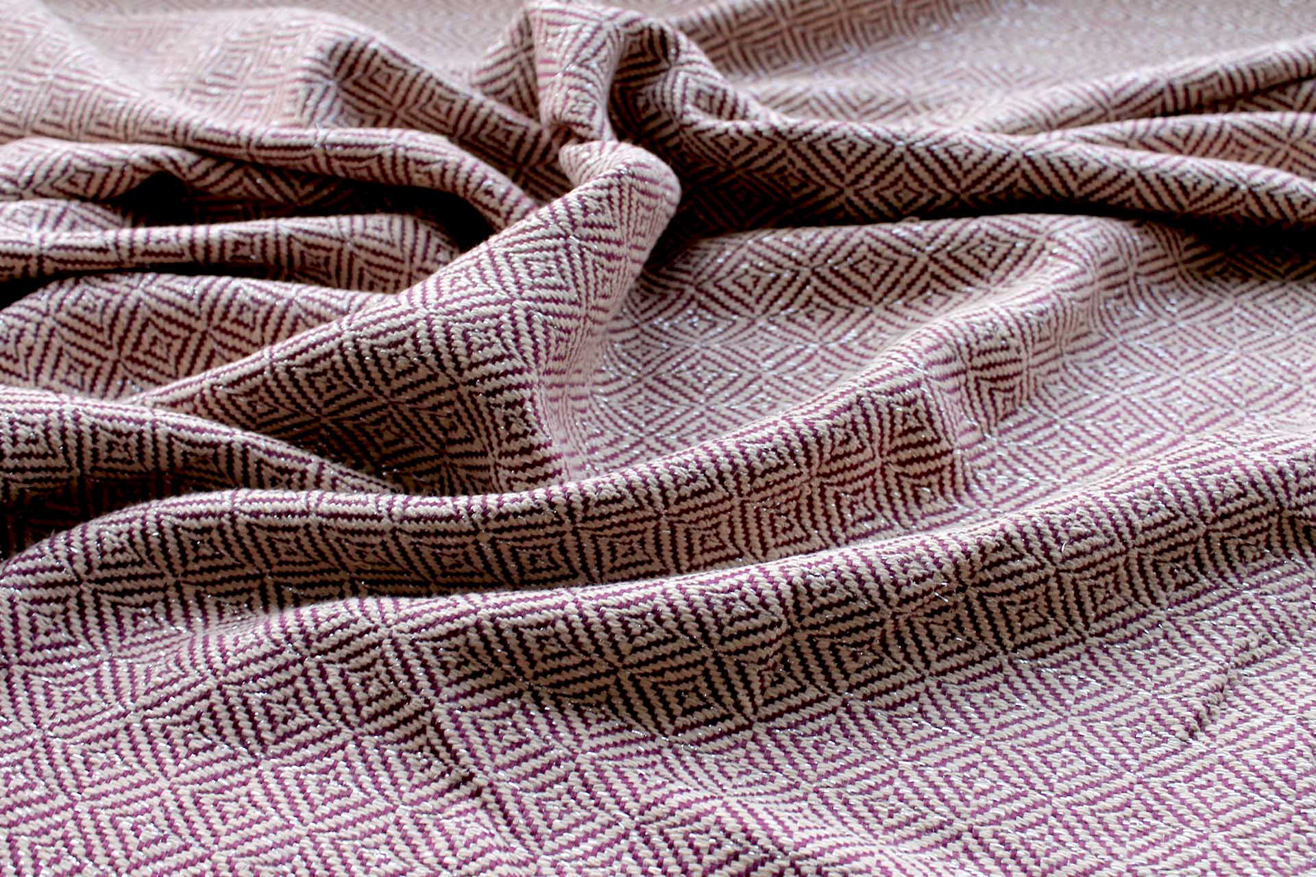 Sparkly Check Silk Lurex Matka - Plum/Natural fabric, image 3 of 5