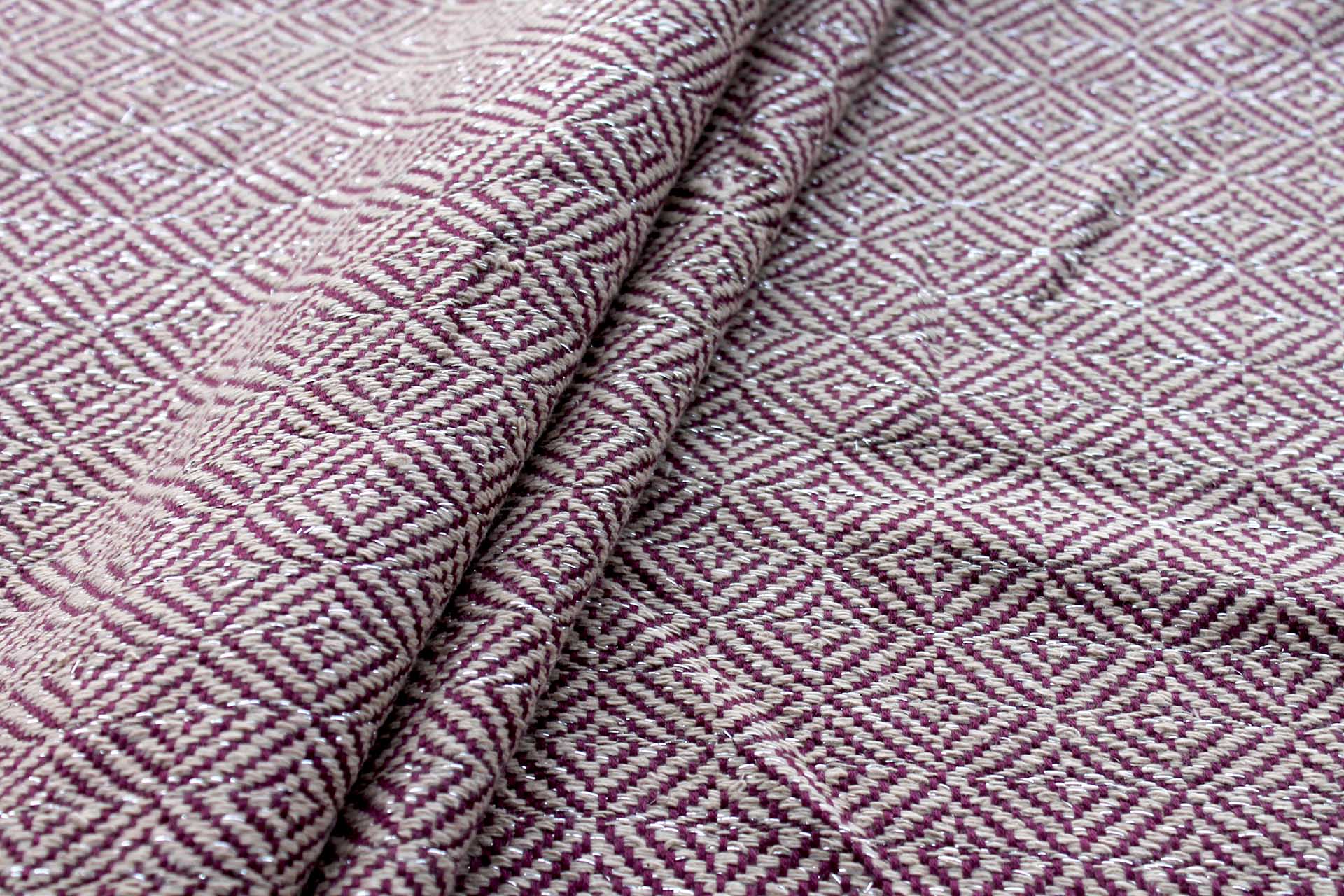 Sparkly Check Silk Lurex Matka - Plum/Natural fabric, image 5 of 5