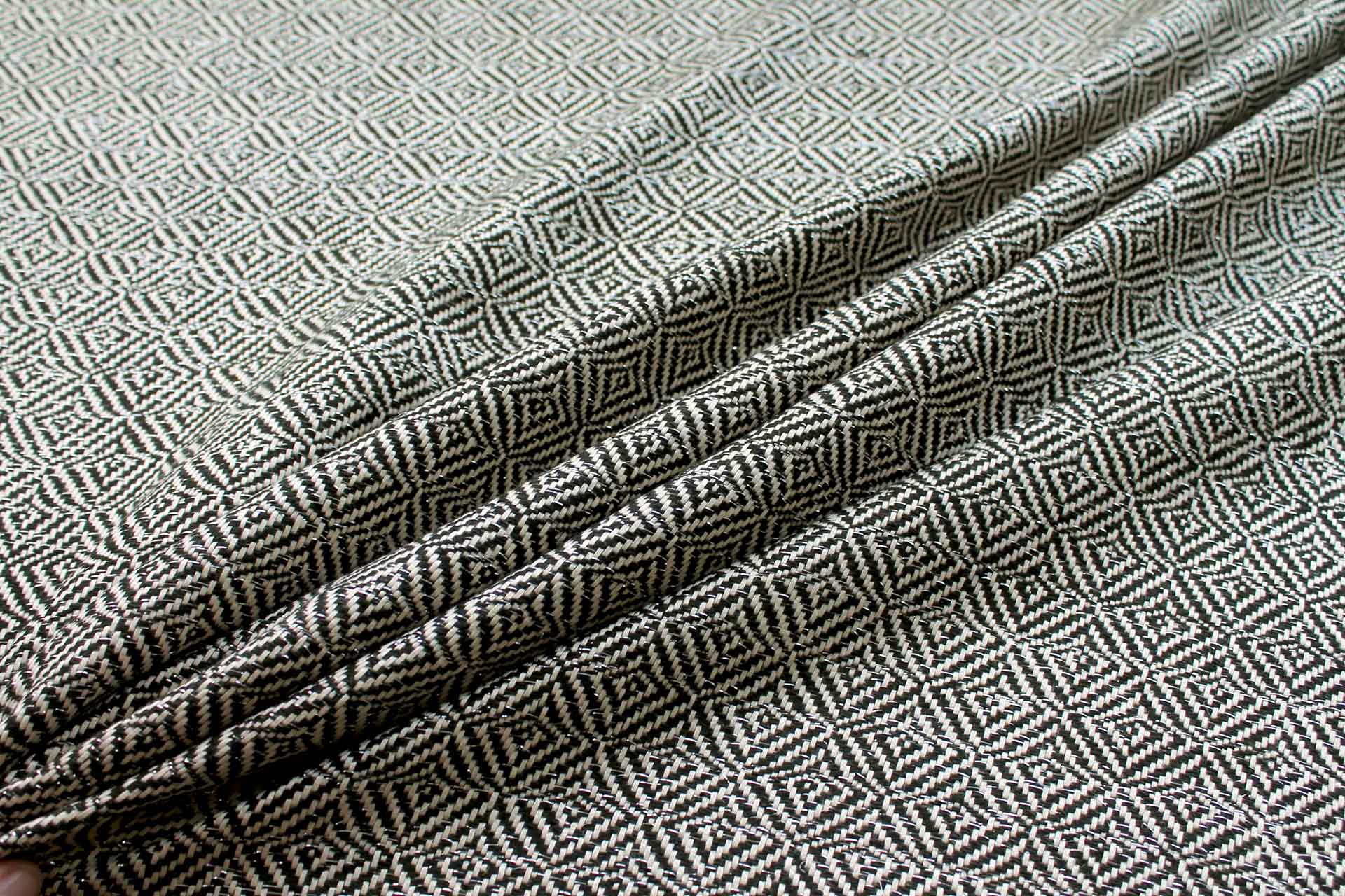 Sparkly Check Silk Lurex Matka - Black/Natural fabric