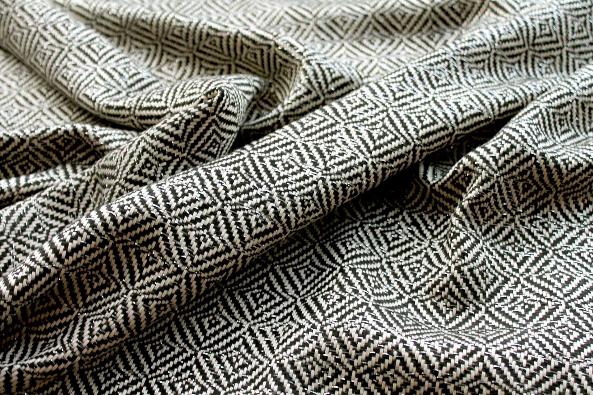 Sparkly Check Silk Lurex Matka - Black/Natural fabric, image 3 of 5