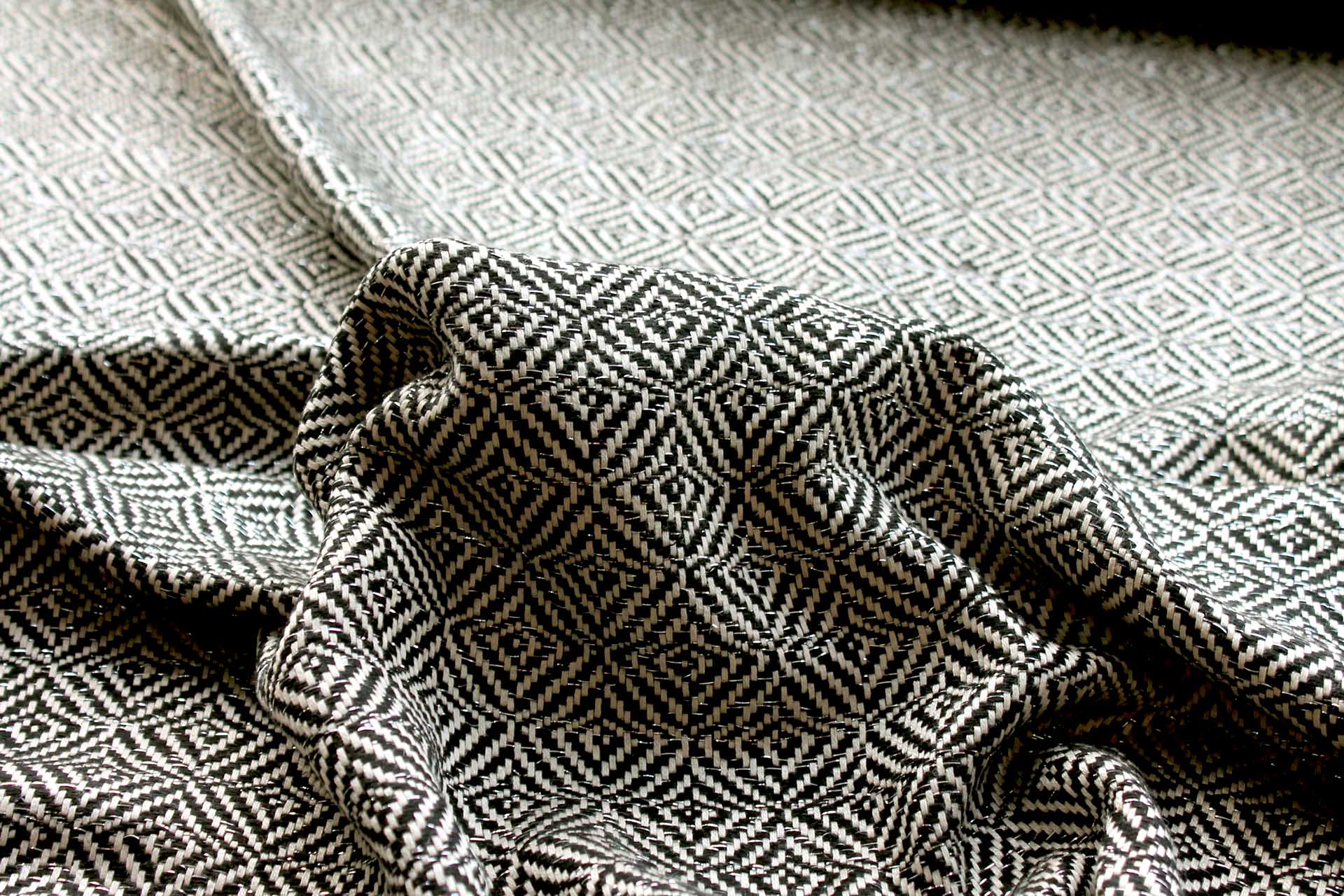 Sparkly Check Silk Lurex Matka - Black/Natural fabric, image 4 of 5