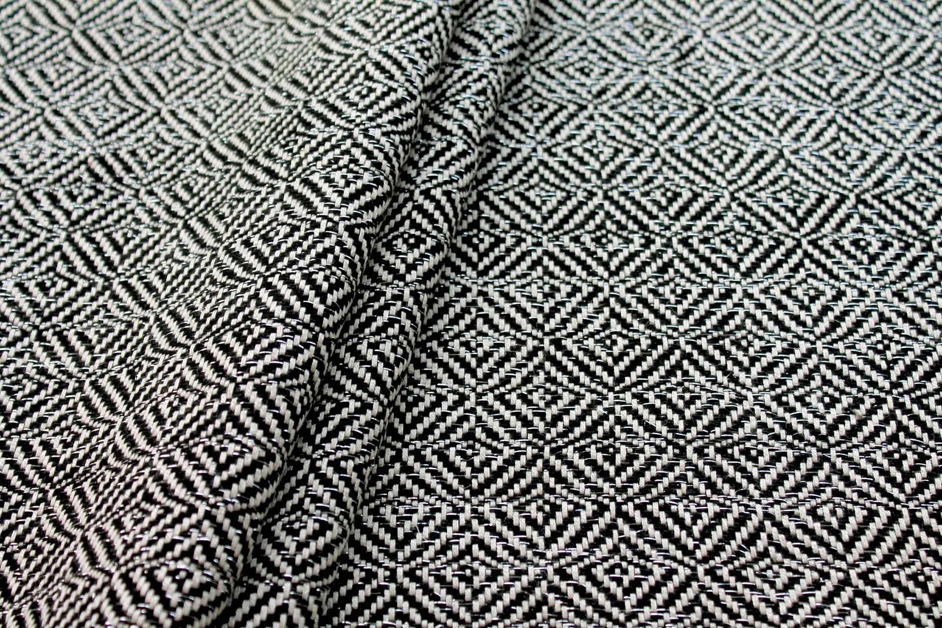 Sparkly Check Silk Lurex Matka - Black/Natural fabric, image 5 of 5