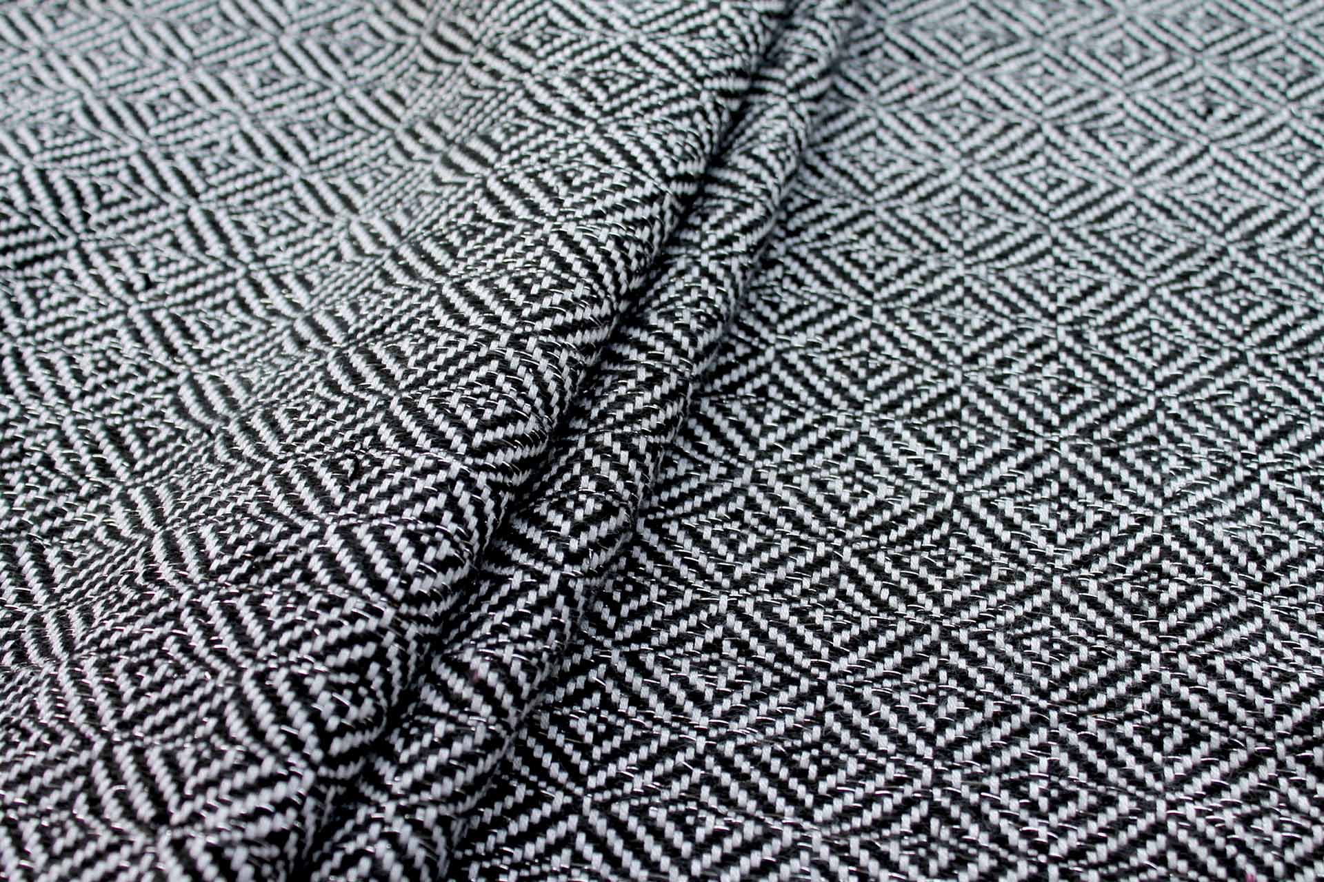 Sparkly Check Silk Lurex Matka - Black/White fabric, image 6 of 7
