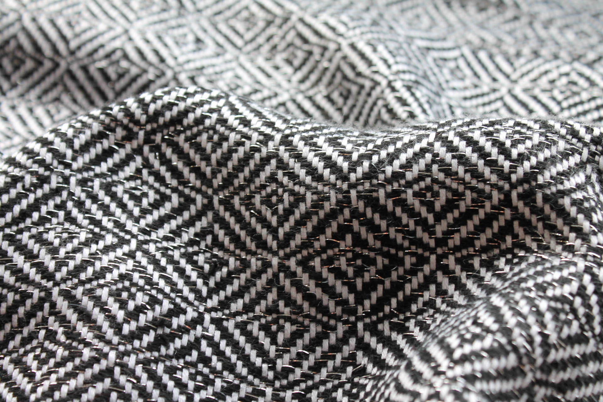 Sparkly Check Silk Lurex Matka - Black/White fabric, image 7 of 7