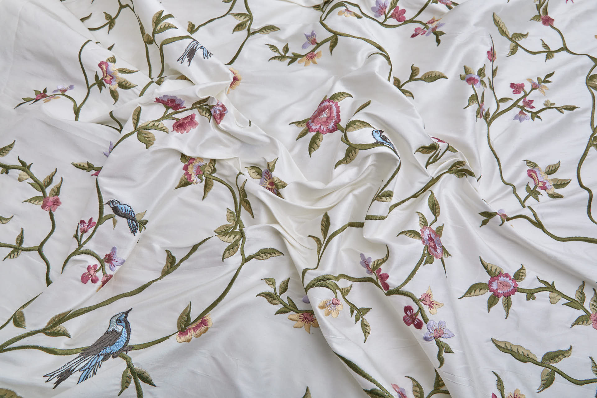 Bird Embroidery - Ivory fabric, image 7 of 11