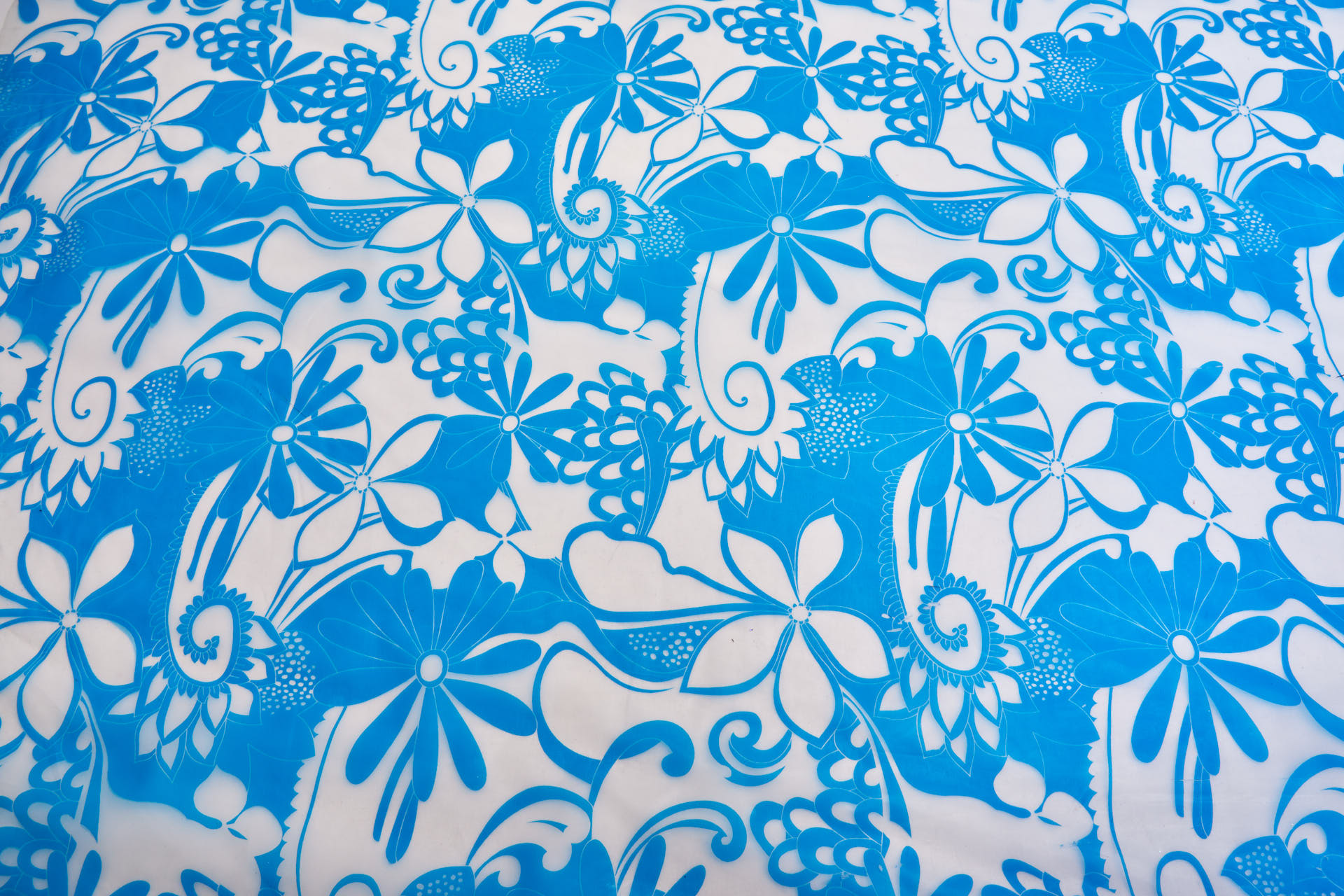 Floral Printed Clear Plastic - Blue fabric, image 7 of 7