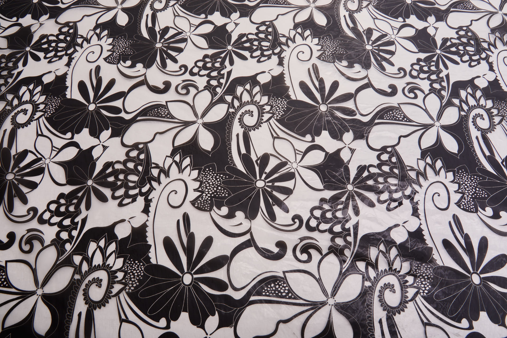 Floral Printed Clear Plastic - Black fabric, image 6 of 6