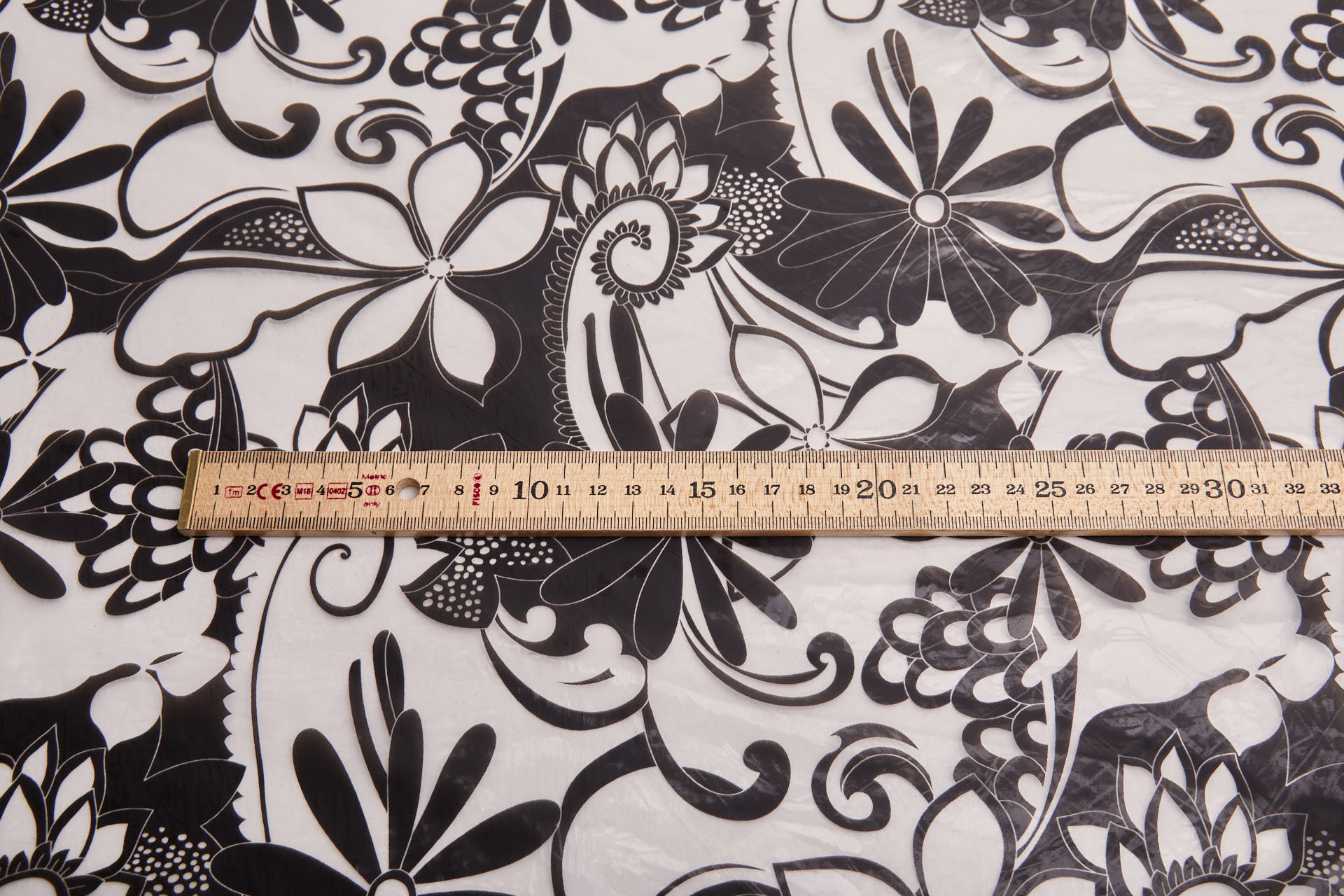 Floral Printed Clear Plastic - Black fabric, image 3 of 6