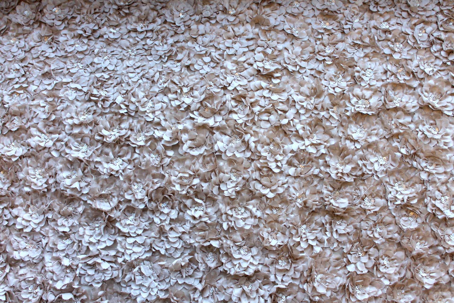 Flower and Sequin Applique on Silk Chiffon - Oyster fabric, image 7 of 7