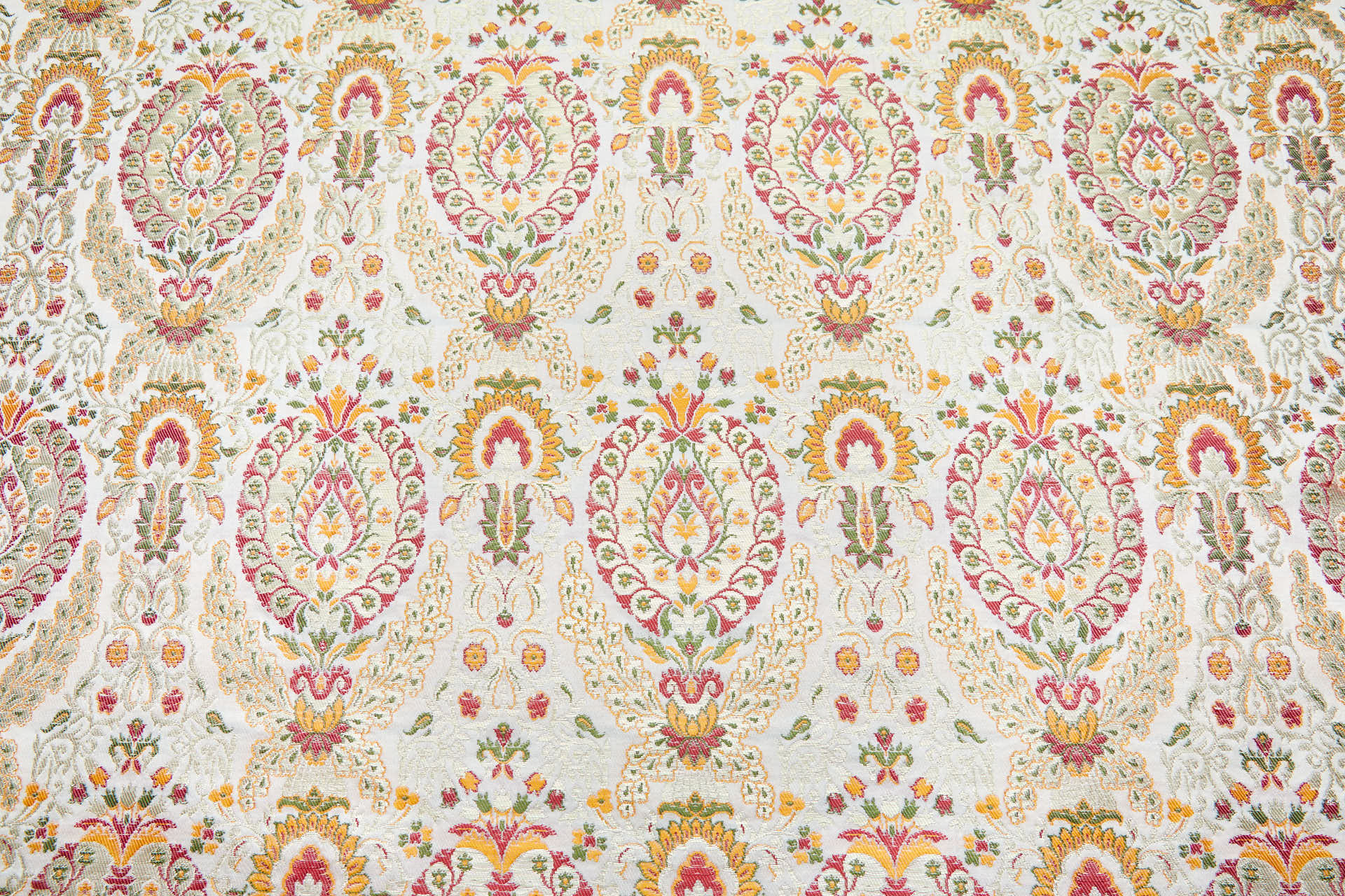 Heavy Banaras Brocade - Ivory / Orange fabric, image 8 of 8