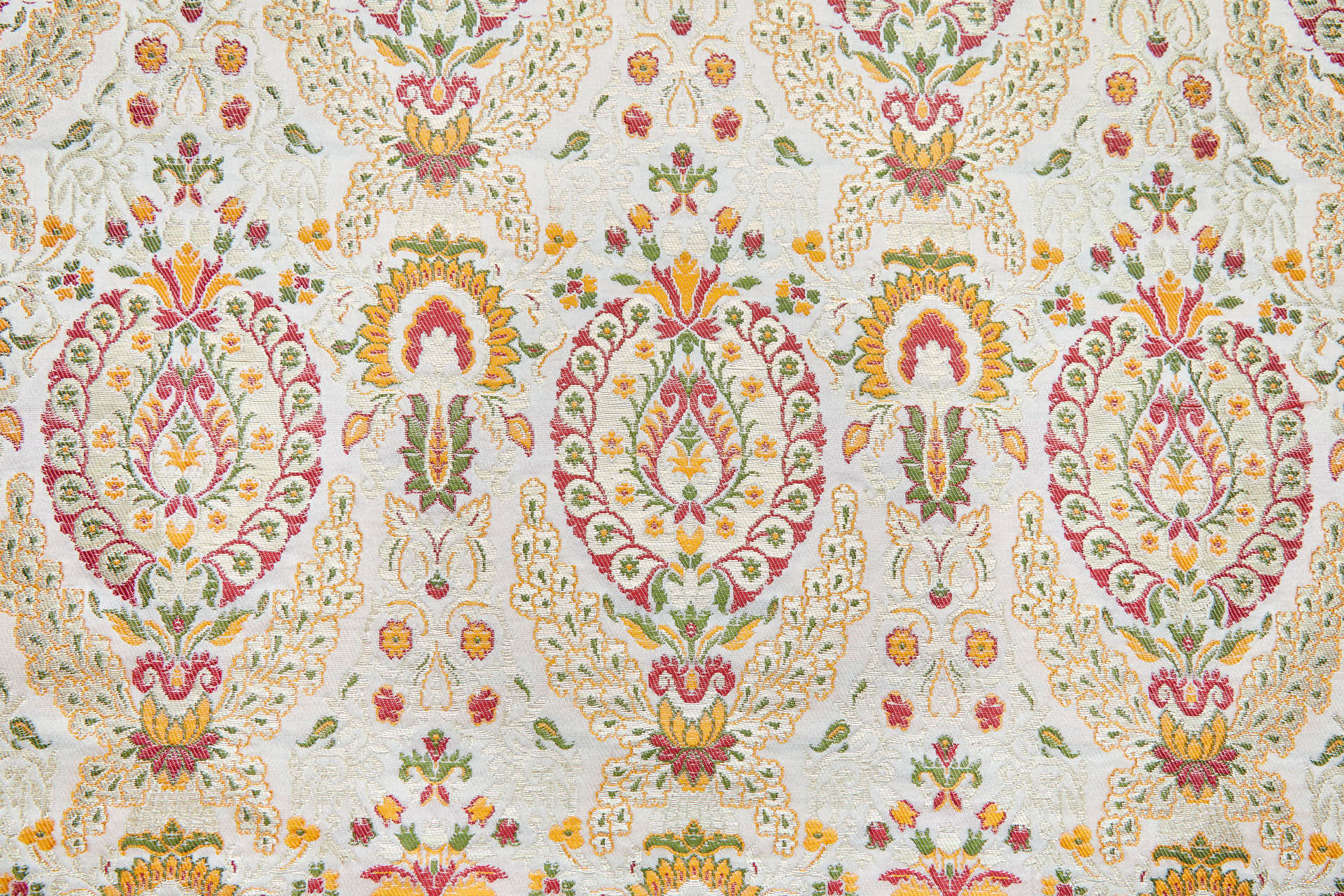 Heavy Banaras Brocade - Ivory / Orange fabric, image 3 of 8