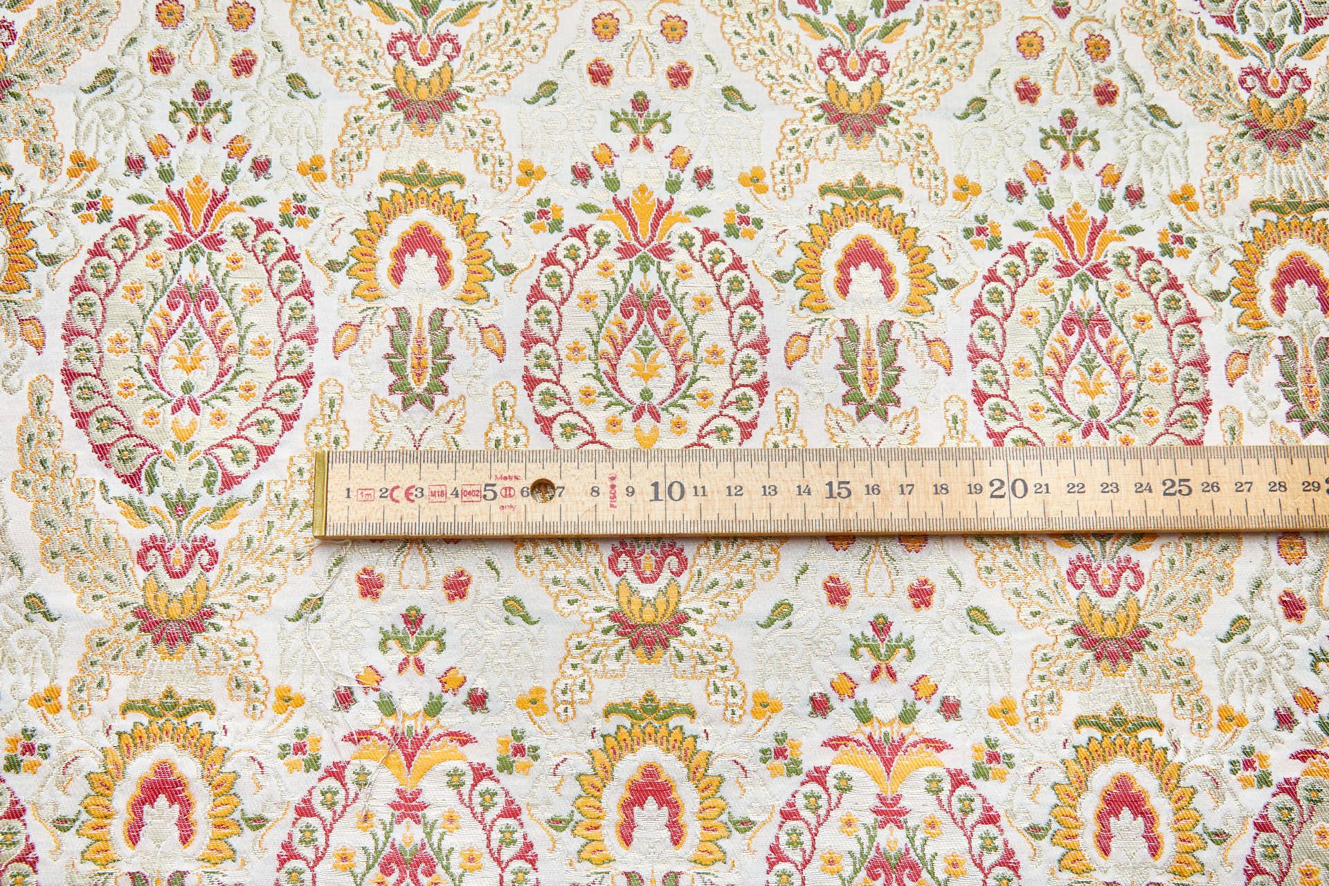 Heavy Banaras Brocade - Ivory / Orange fabric, image 7 of 8