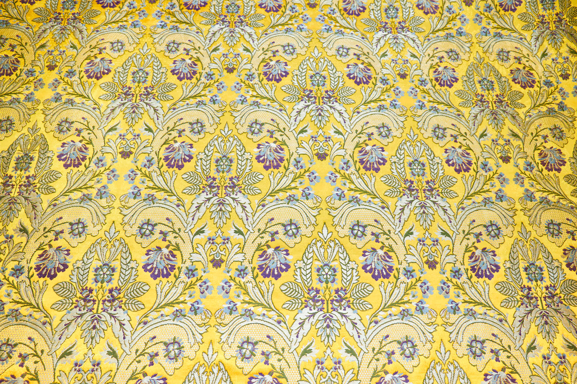 Heavy Banaras Brocade - Yellow / Lilac fabric, image 7 of 8