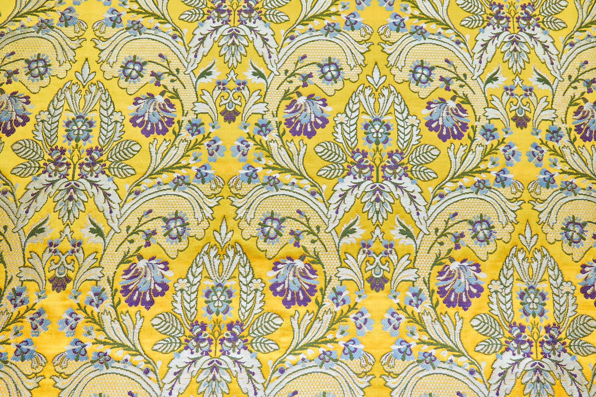 Heavy Banaras Brocade - Yellow / Lilac fabric, image 2 of 8