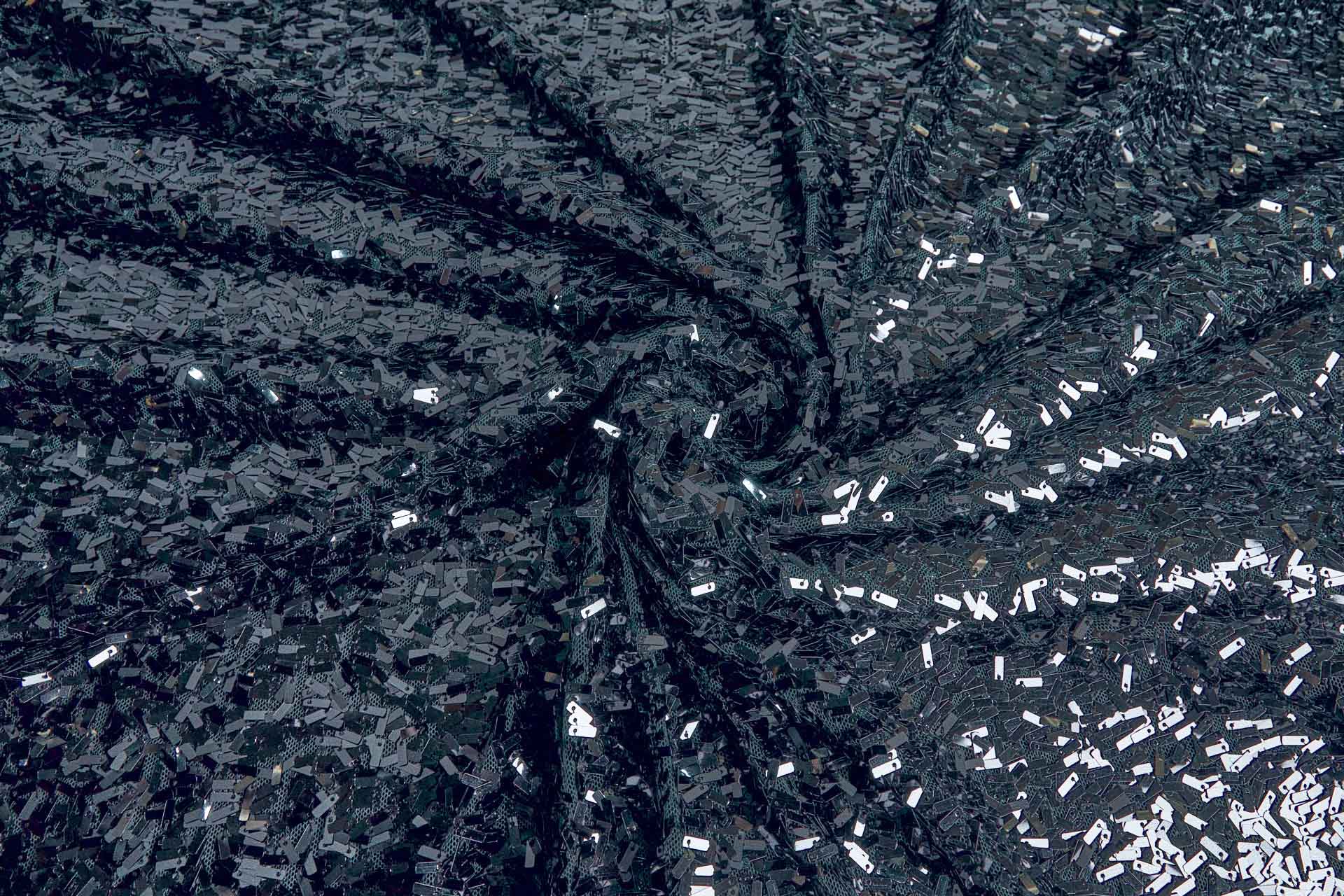 Small Rectangle Sequin on Tulle - Charcoal fabric