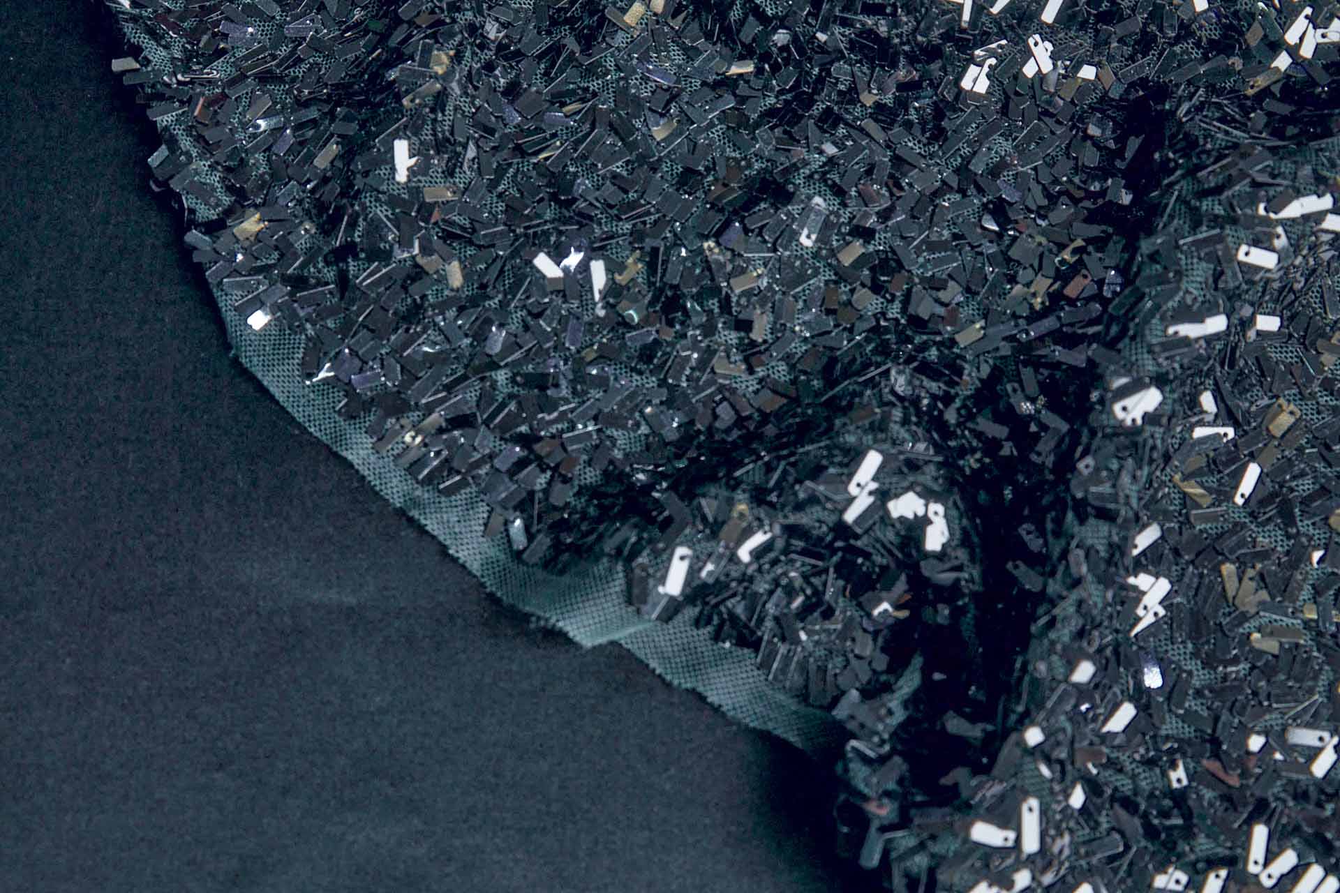 Small Rectangle Sequin on Tulle - Charcoal fabric, image 3 of 6